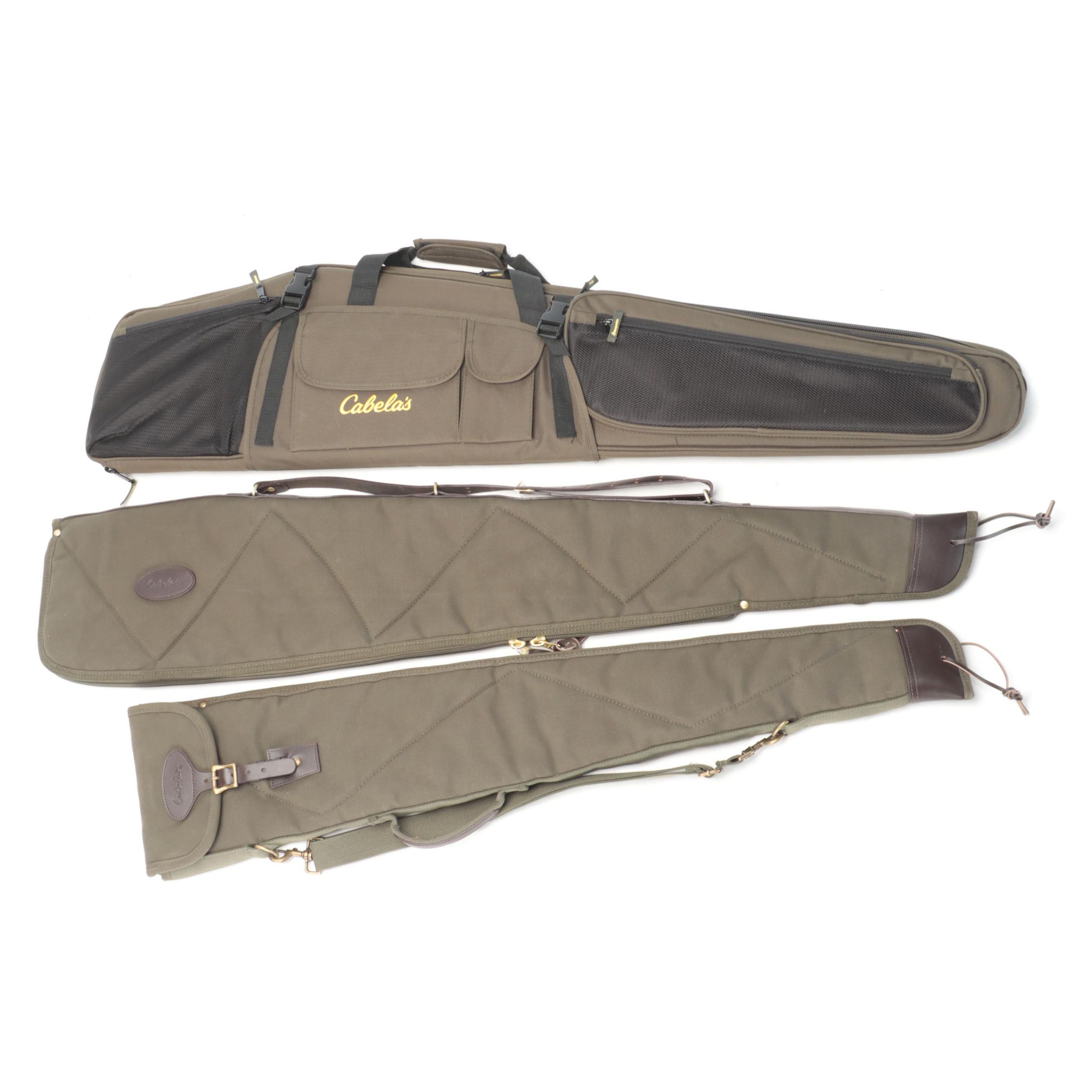 Three Cabela's Canvas and Leather Rifle Bags EBTH