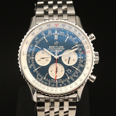 Breitling Navitimer B01 46mm Chronograph Blue Dial Steel Wristwatch