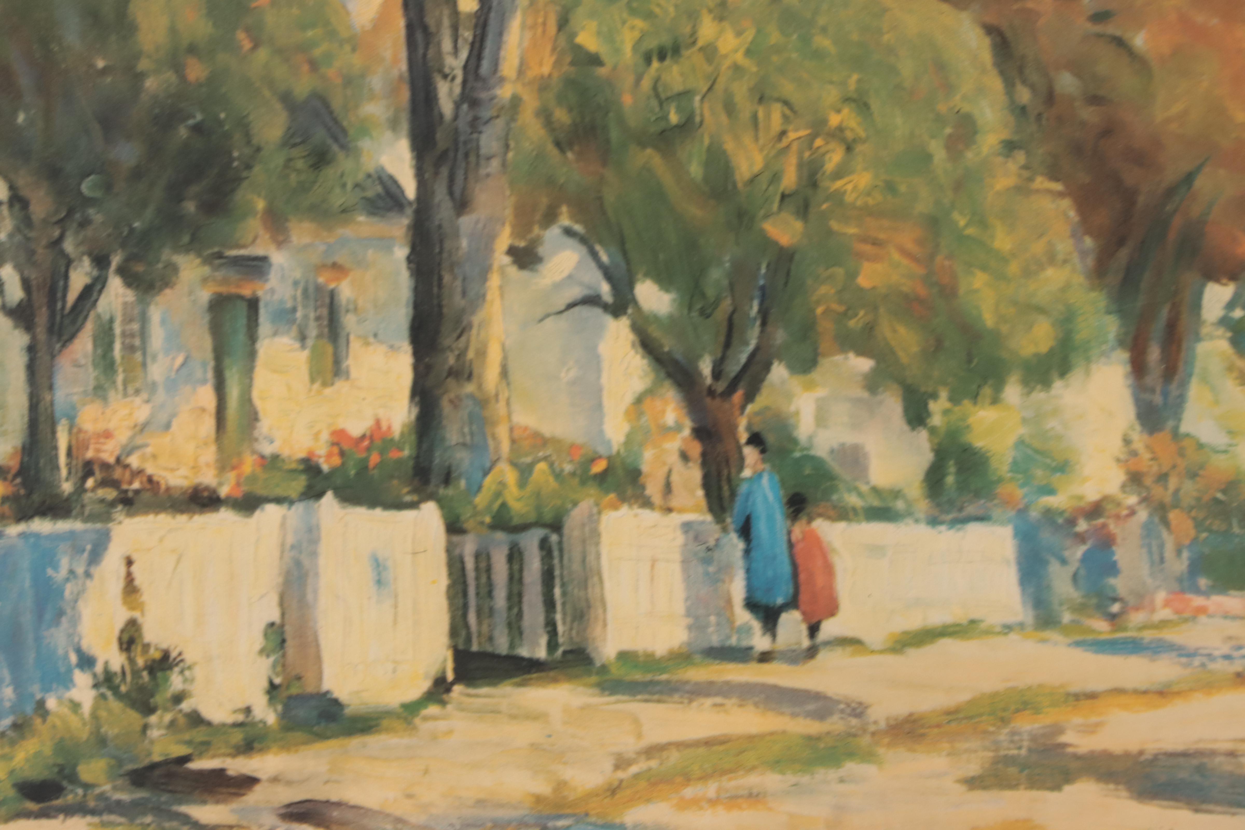 Offset Lithograph After J. Antonius of Neighborhood Street Scene EBTH