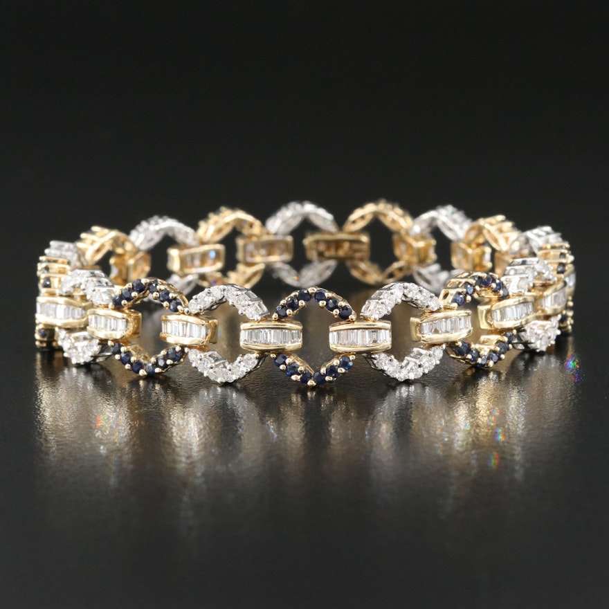 14K 3.73 CTW Diamond and Sapphire Bracelet