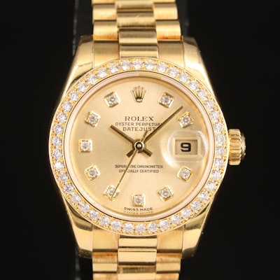 18K Rolex Datejust Wristwatch with Factory Diamond Dial and Bezel