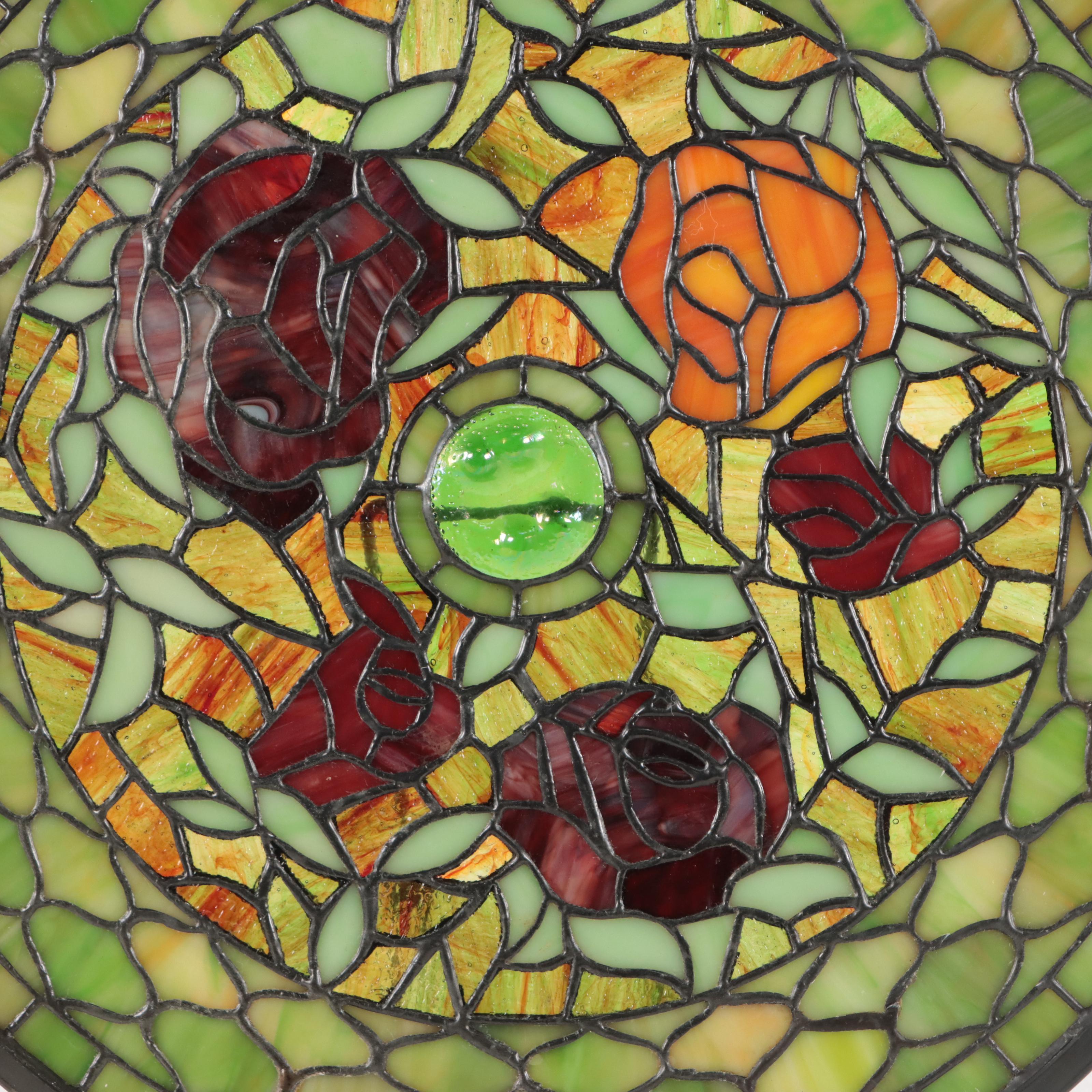 Meyda Tiffany Stained and Slag Glass Rose Wall Hanging EBTH