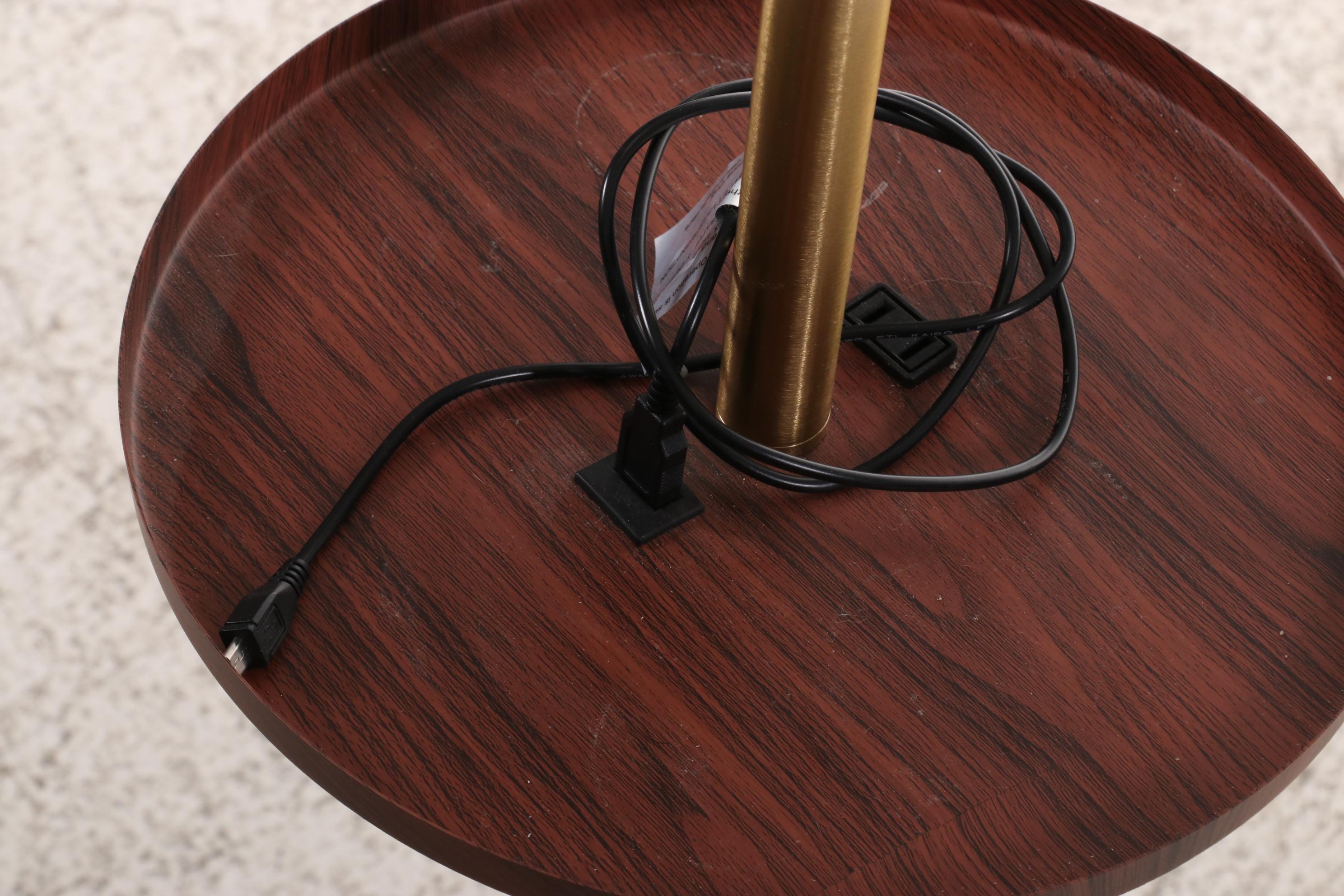 Contemporary Metal Floor Lamp Table With USB Port | EBTH