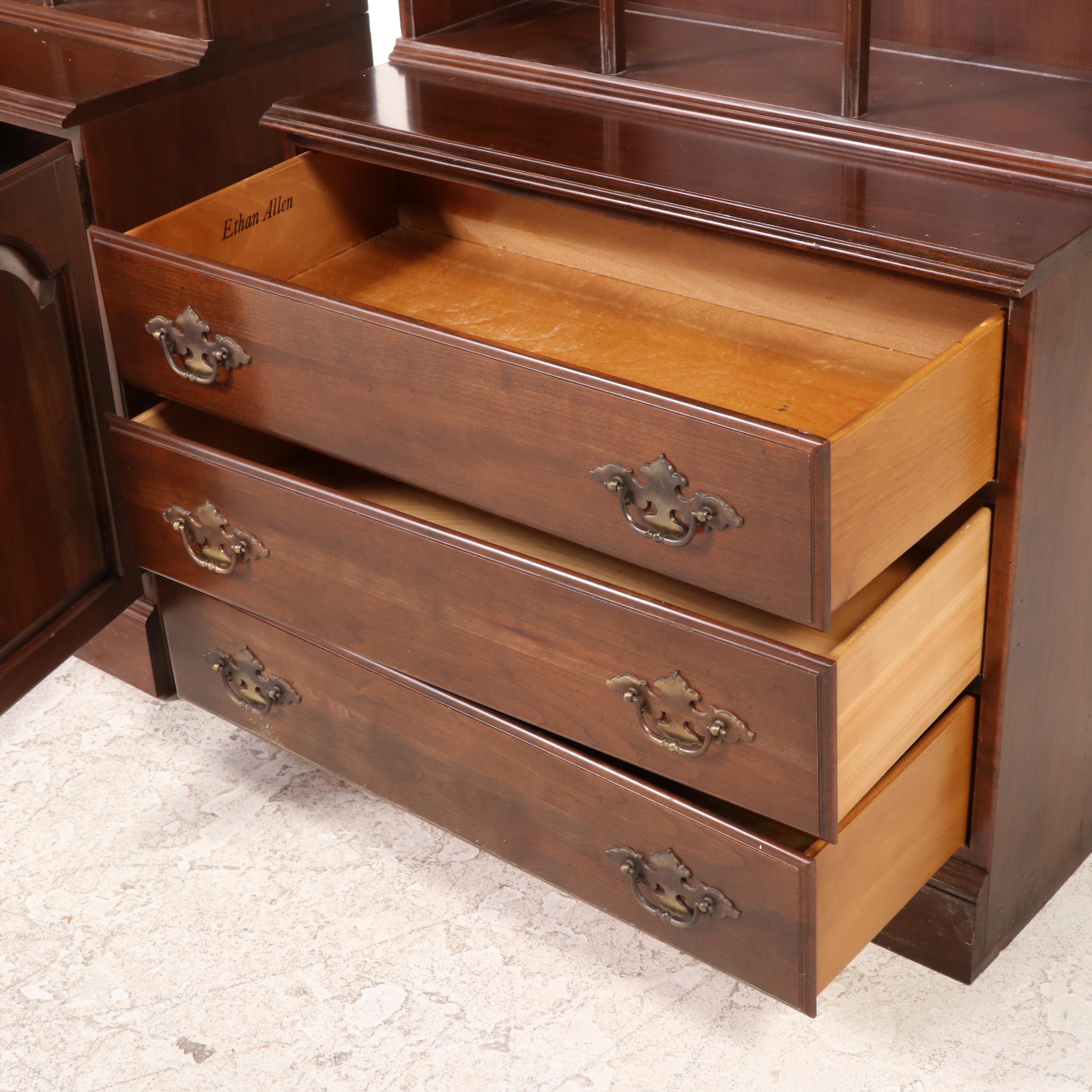 Two Ethan Allen Early American Style Maple Library Bookcases, Late 20th