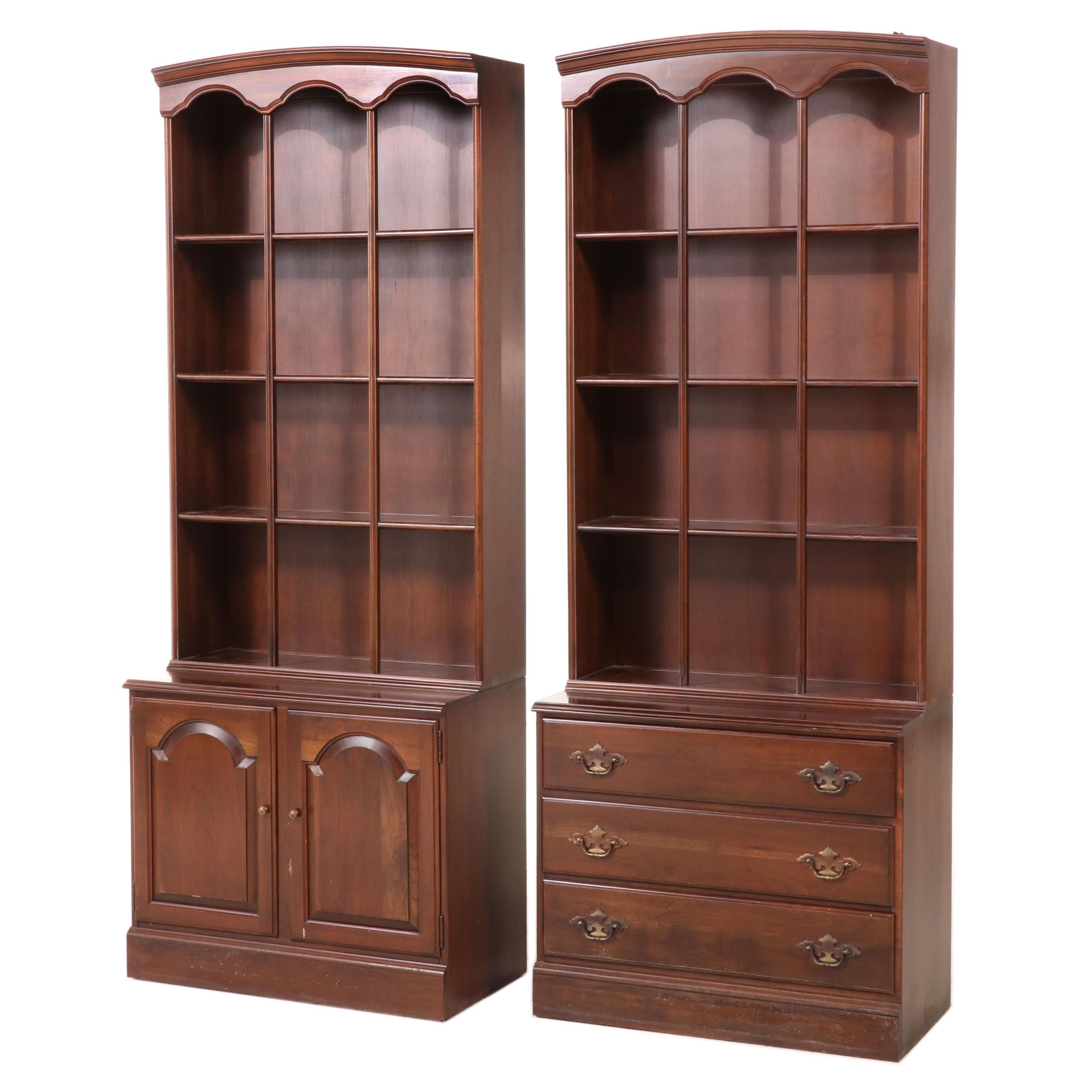 Two Ethan Allen Early American Style Maple Library Bookcases, Late 20th