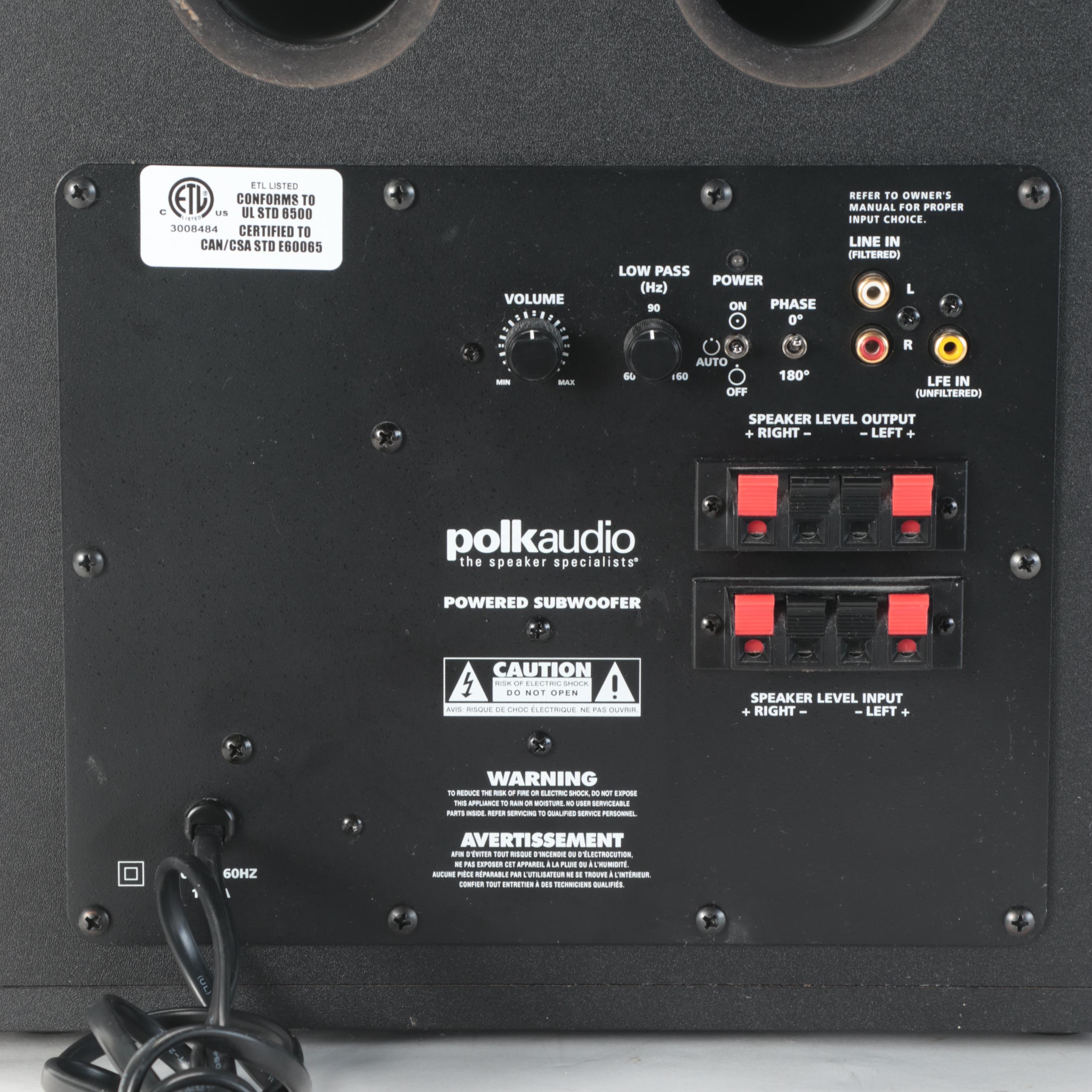 Polk Audio Subwoofer With Boston Acoustics HS60 Shelf Speakers EBTH