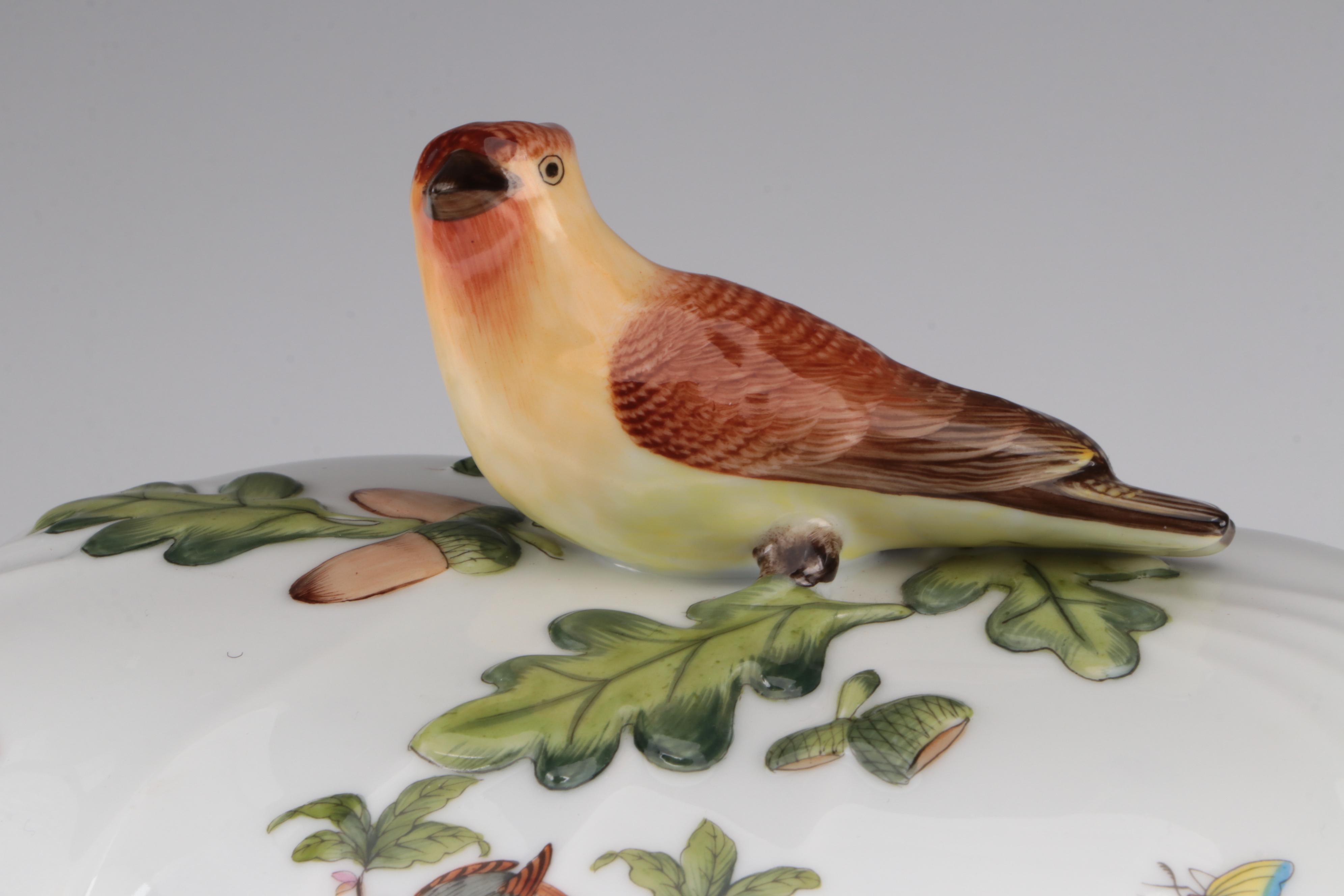 Herend "Rothschild Bird" Porcelain Covered Tureen with Stand, 1994 EBTH
