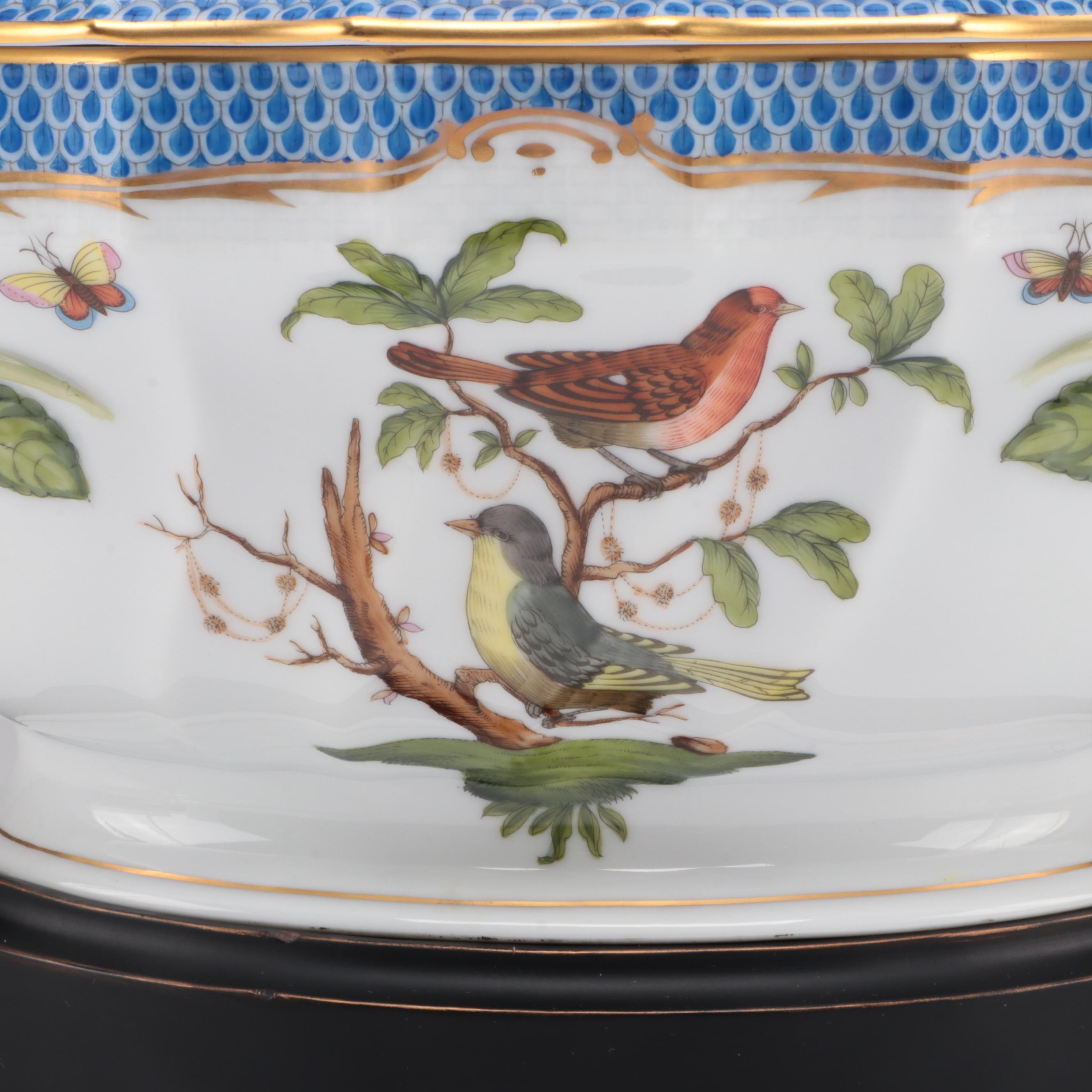 Herend "Rothschild Bird" Porcelain Covered Tureen with Stand, 1994 EBTH