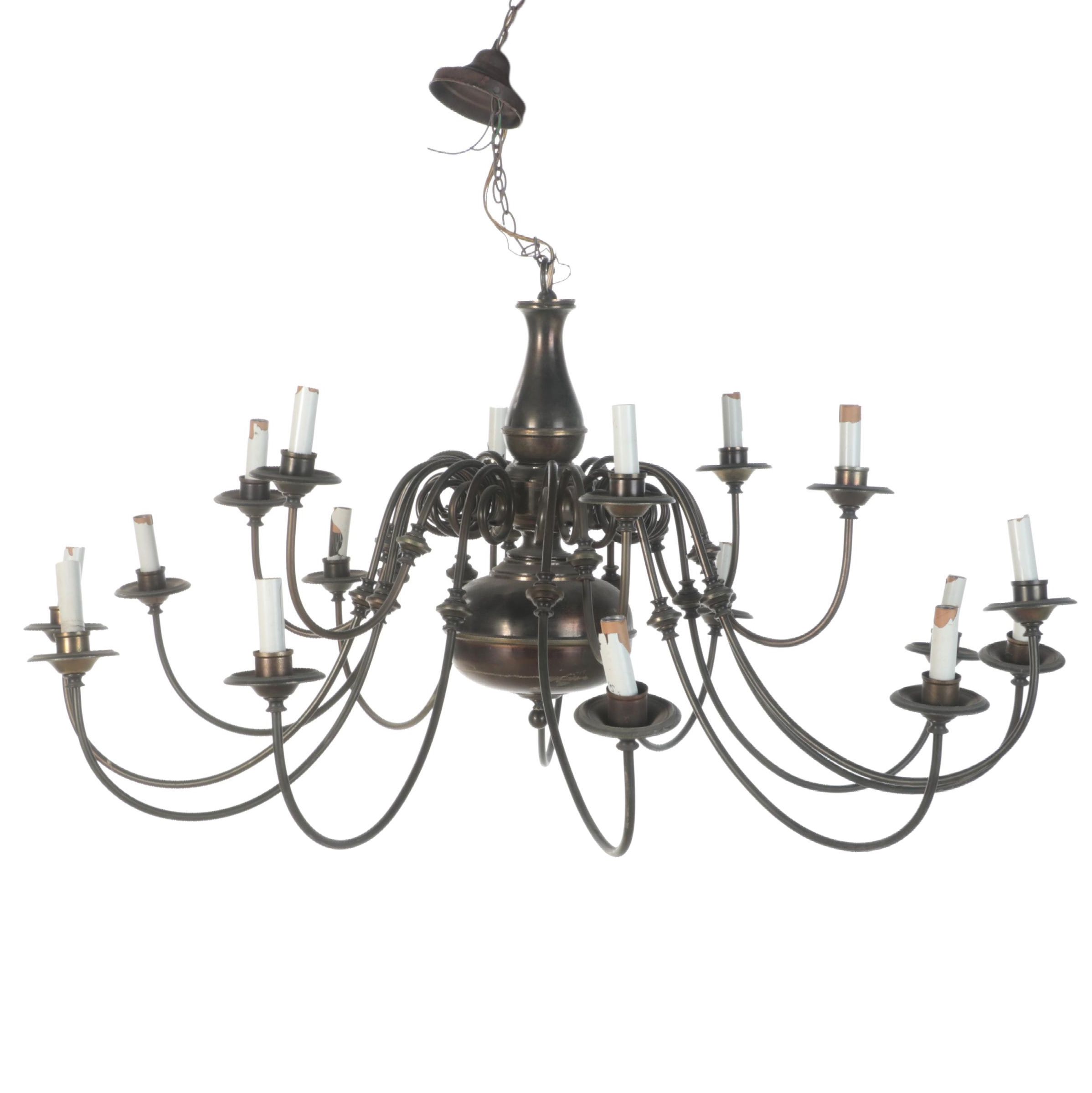 Oiled Bronze Finish Large Scale EighteenArm Metal Chandelier EBTH