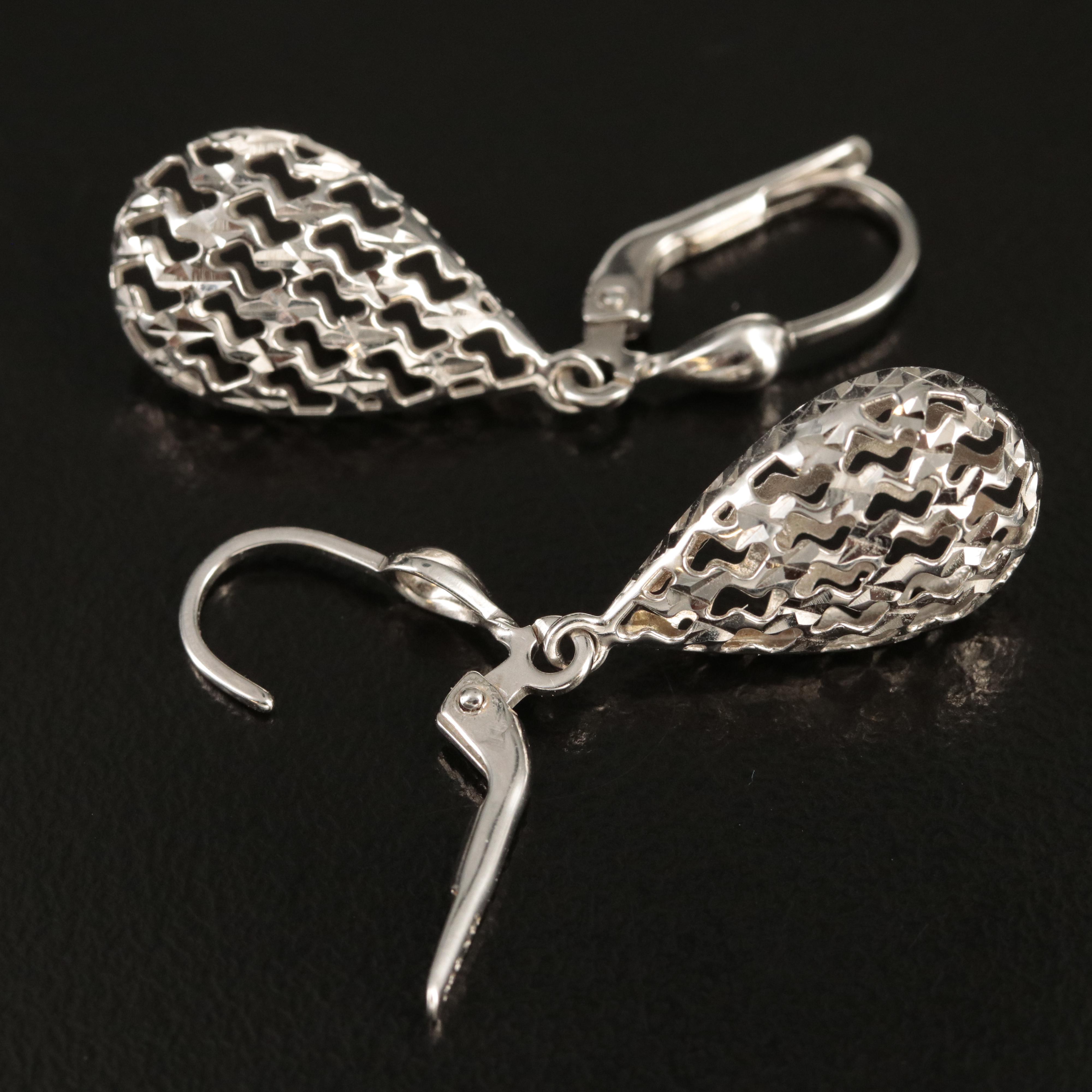 14K Pierced Teardrop Pendant Earrings EBTH