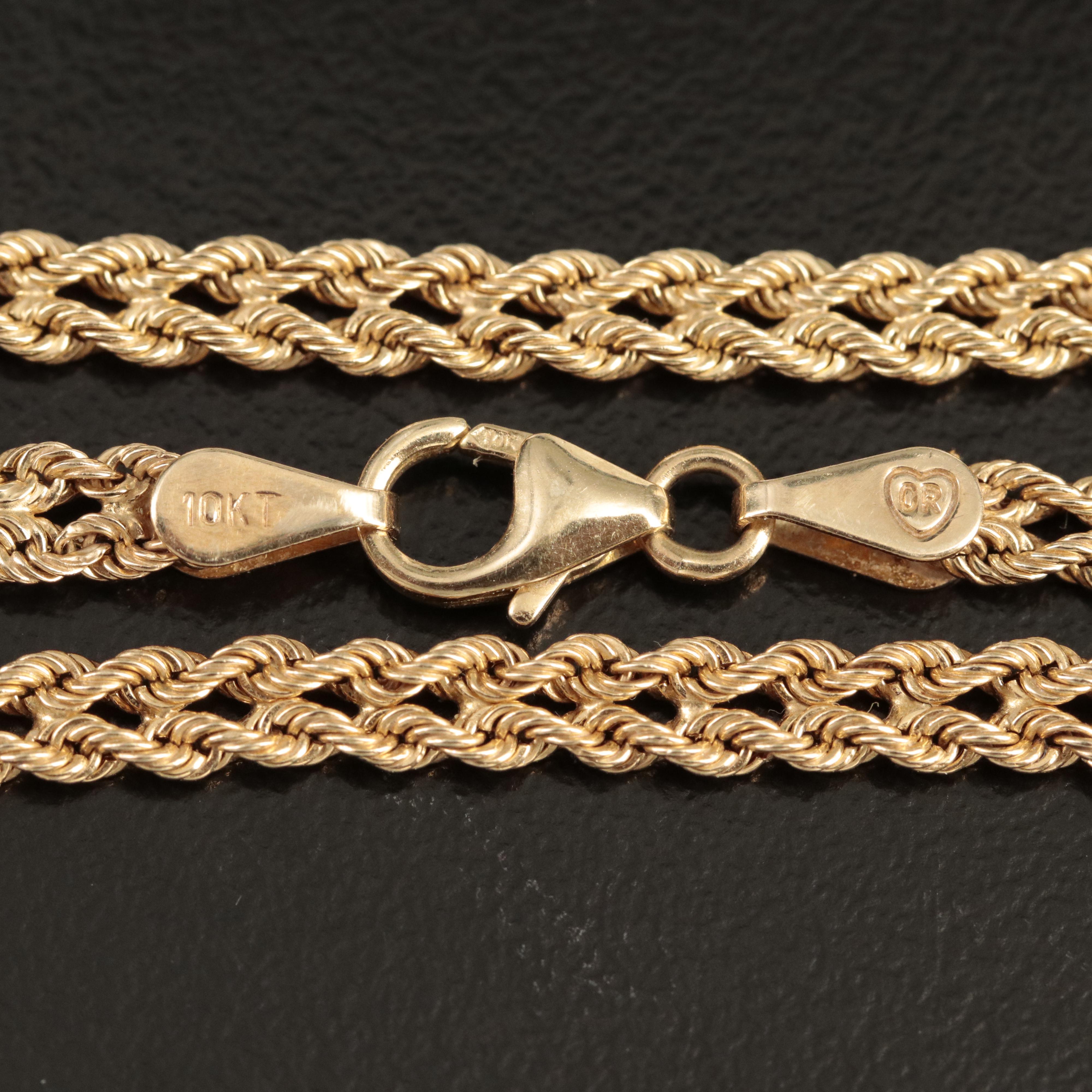 10K Heart Station on Double Rope Chain Necklace EBTH