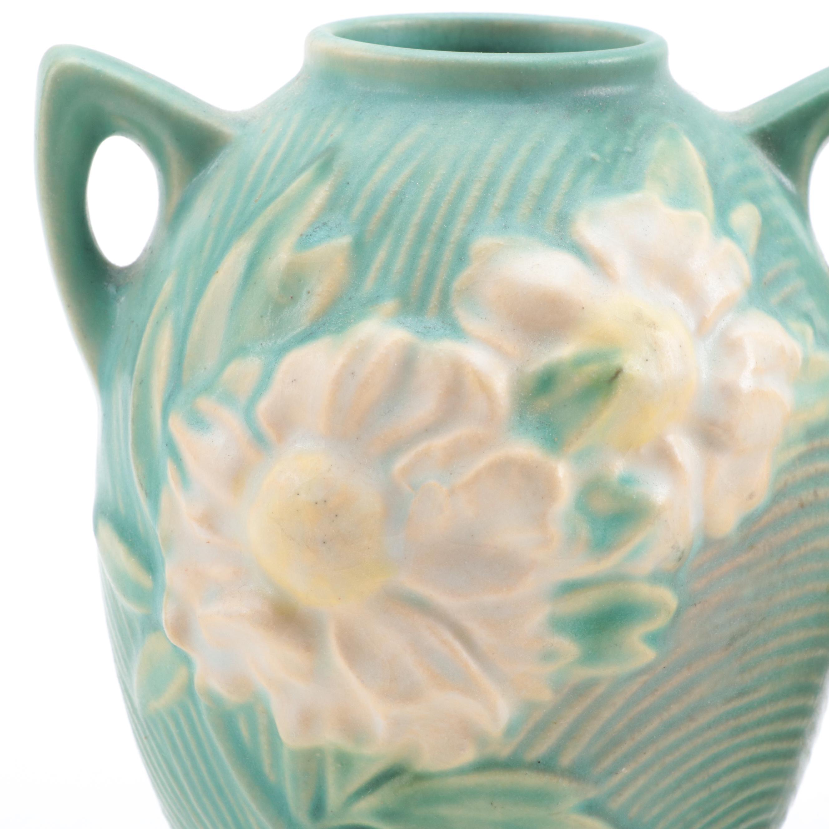 Roseville Pottery "Peony" Vase and "Apple Blossom" Jardinière, Mid20th