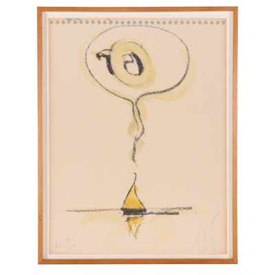 Claes Oldenburg Screen Print with Offset "Sailboat Thinking of Q," 1976