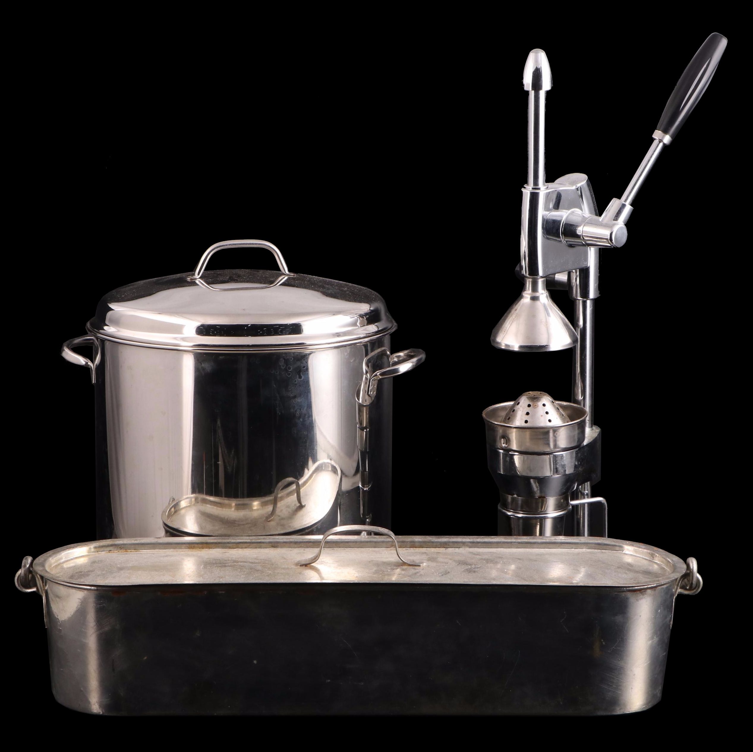 French Fish Poaching Pan, Farberware Stainless Stock Pot and Chrome