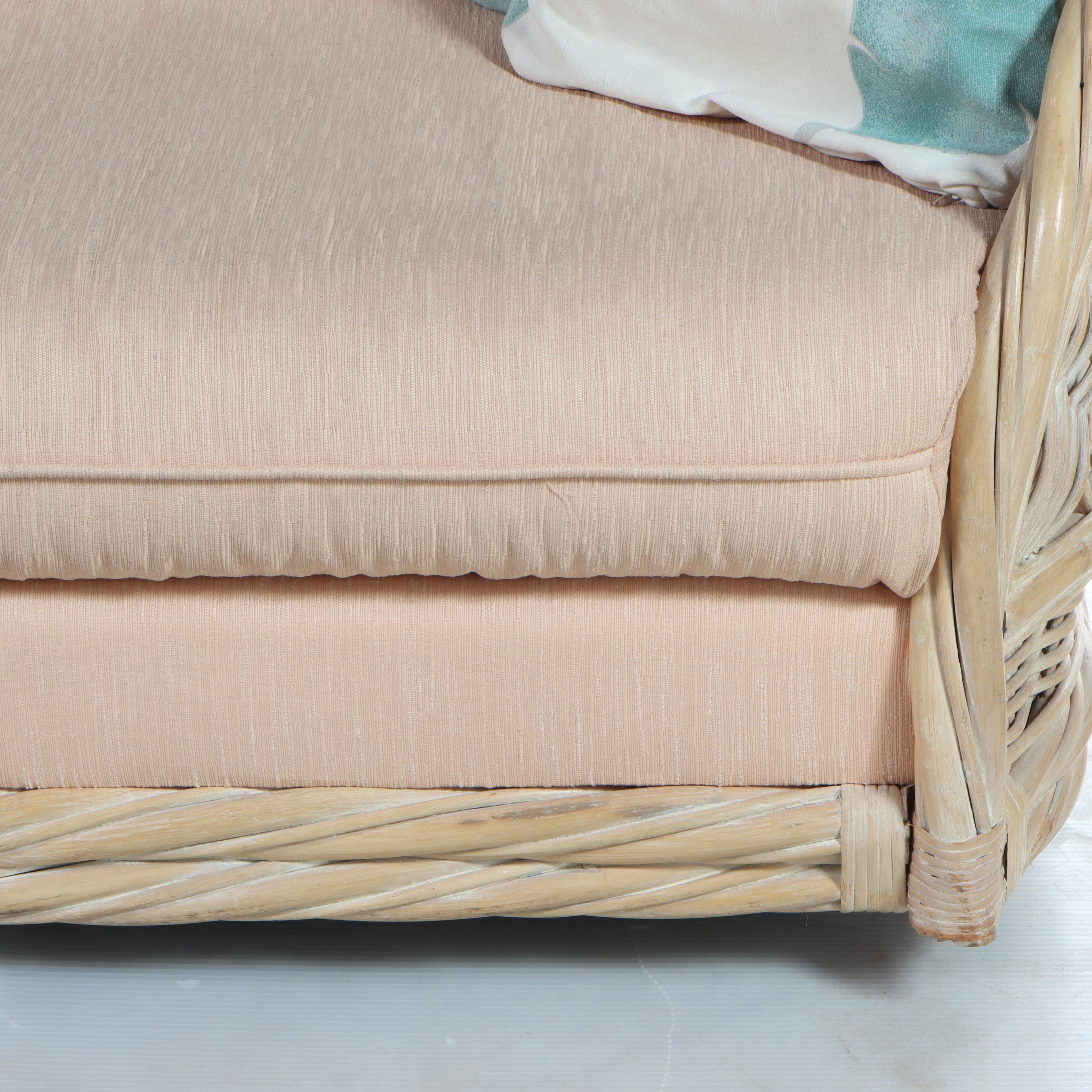 Alexvale Furniture Rattan and Fabric Upholstered Sofa, Late 20th