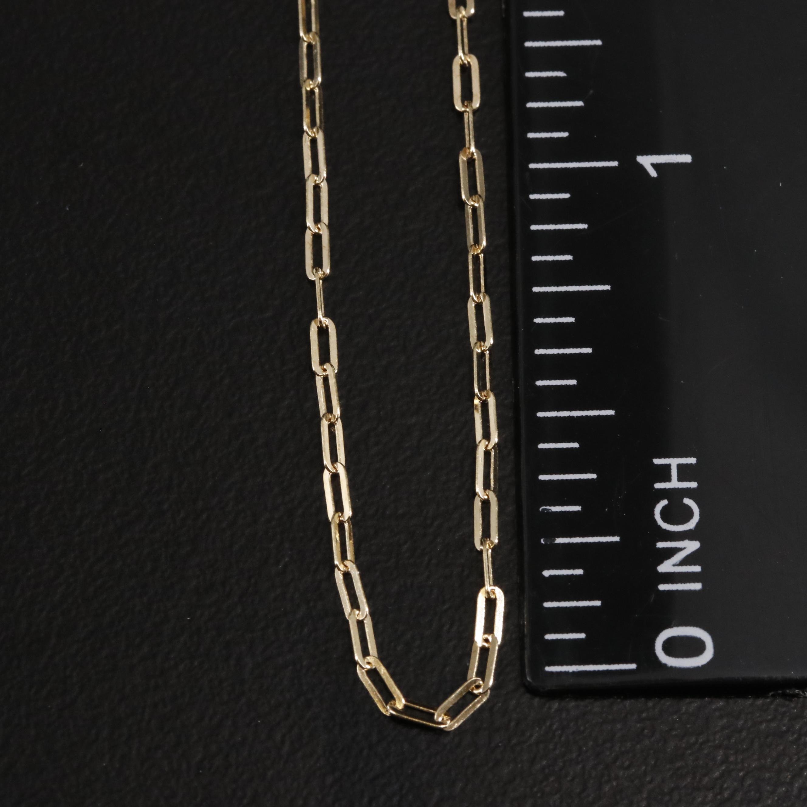 14K Paperclip Chain Link Necklace EBTH