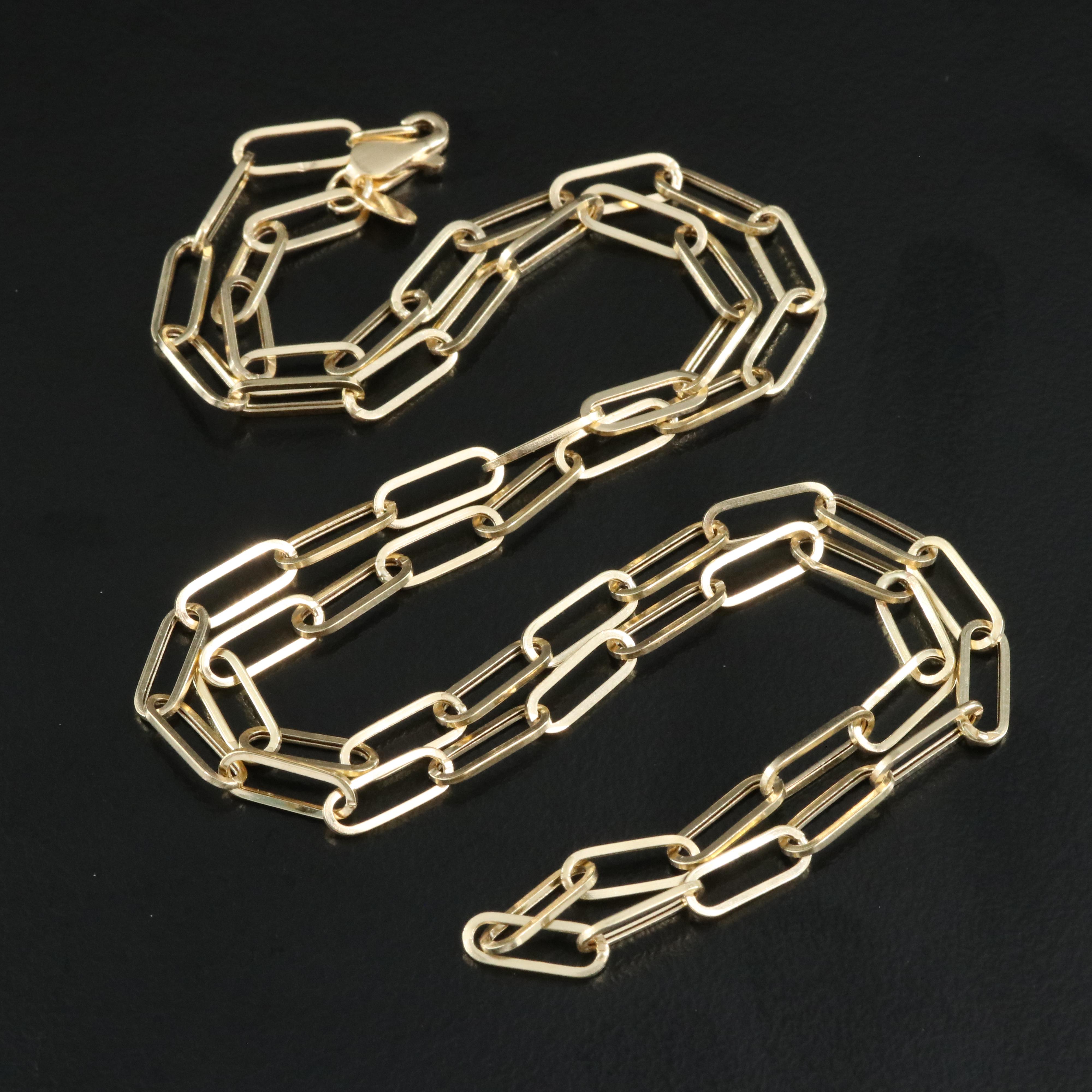 14K Paperclip Chain Necklace EBTH