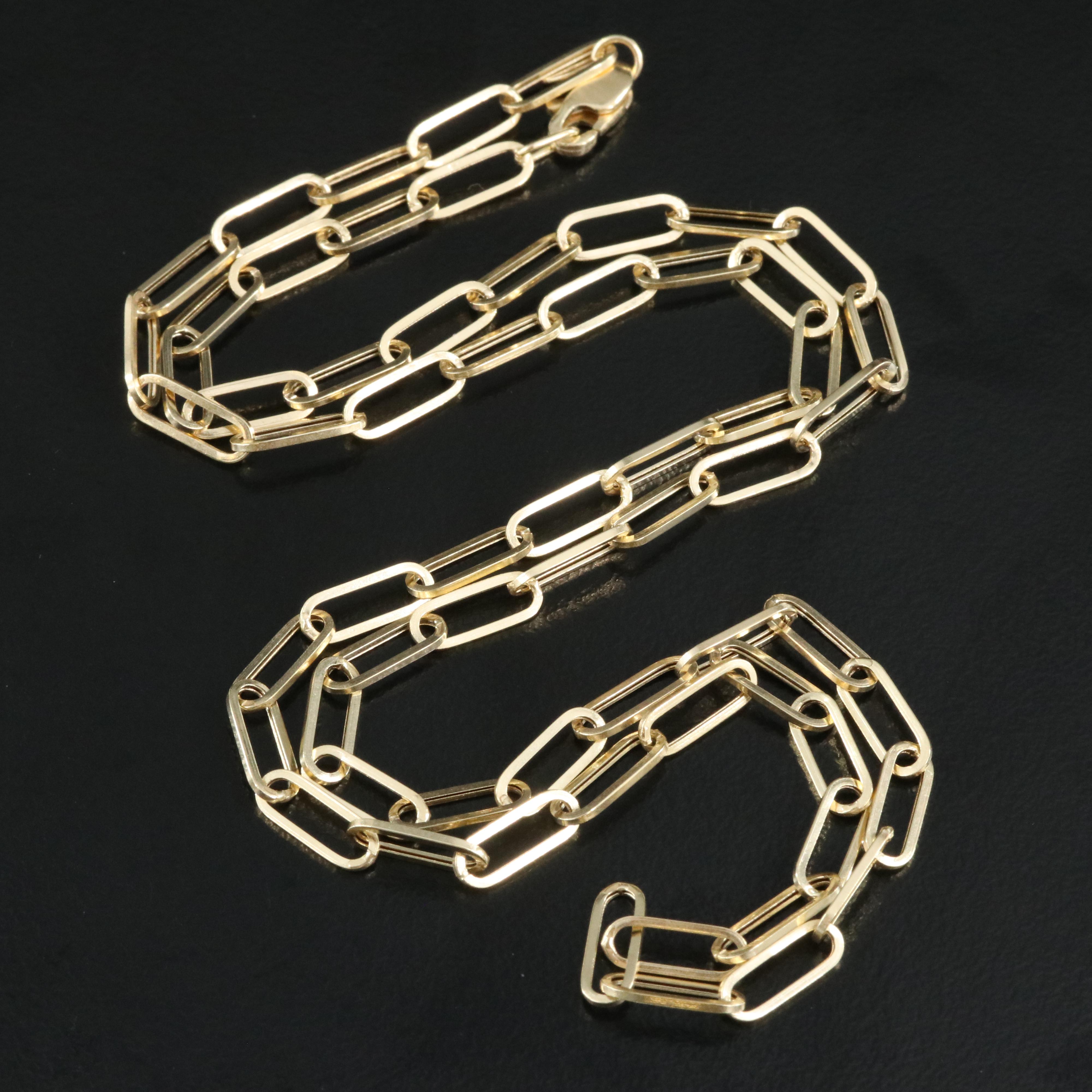 14K Paperclip Chain Necklace EBTH