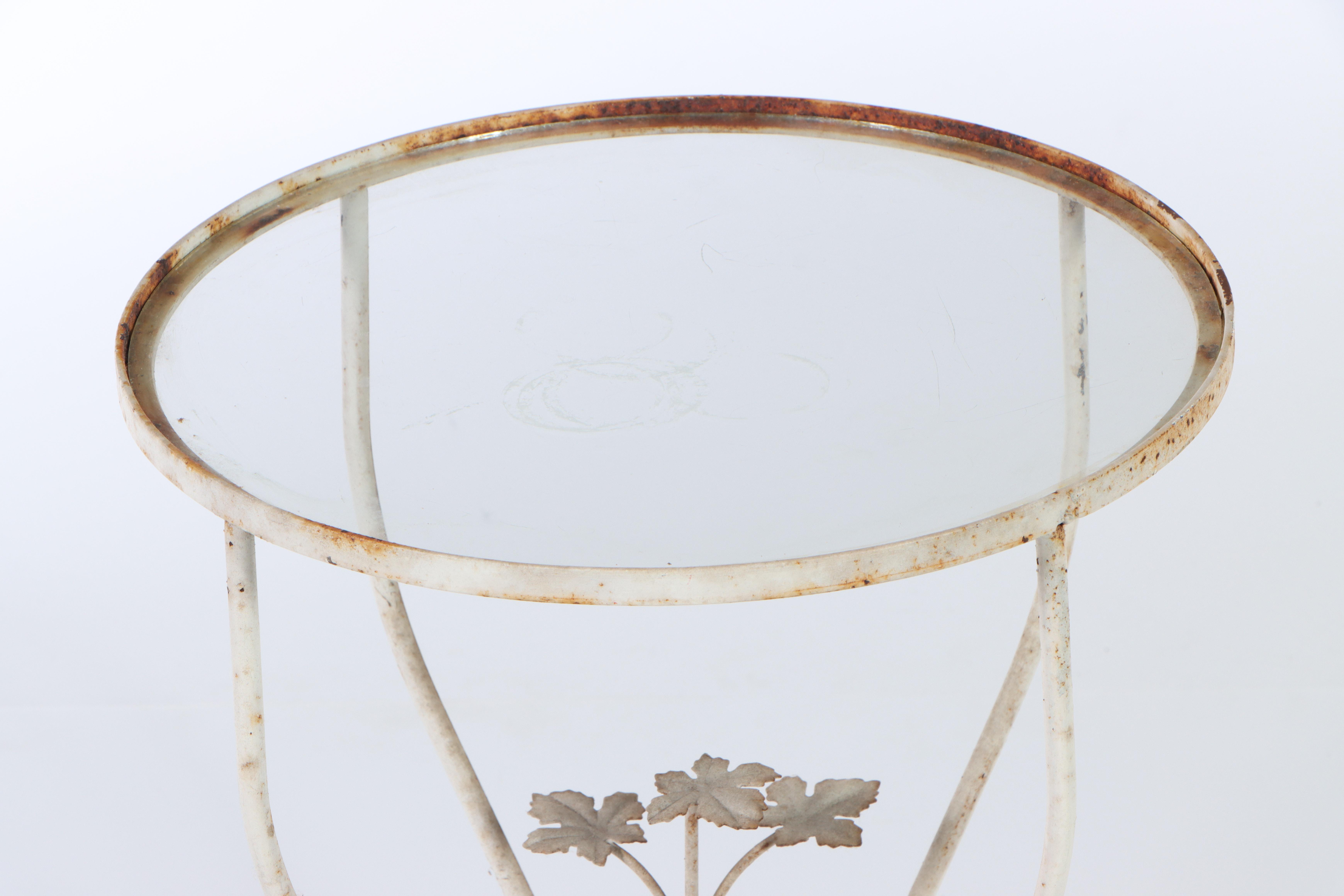 Painted Metal Plant Stand, Magazine Rack, and Glass Top Side Table EBTH