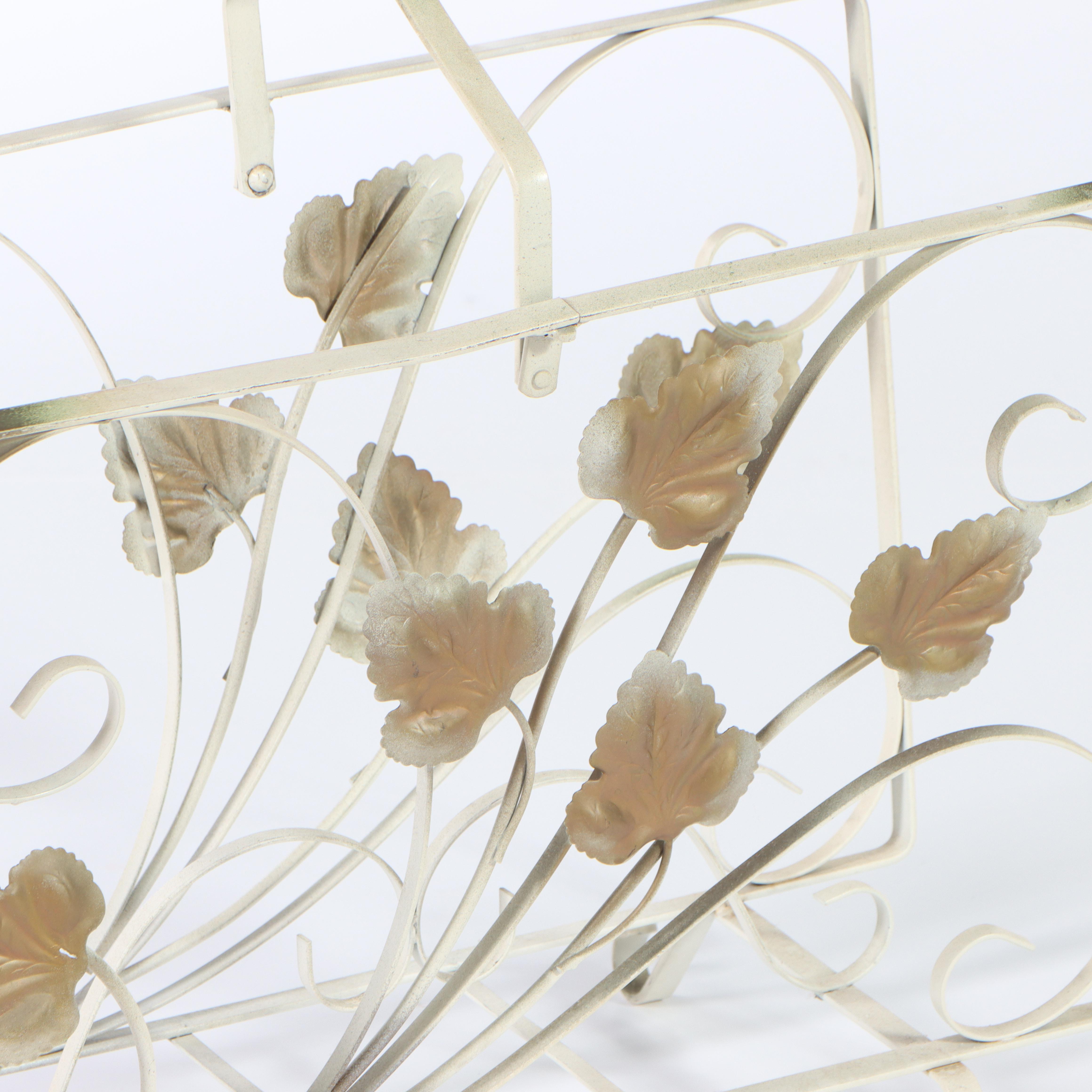 Painted Metal Plant Stand, Magazine Rack, and Glass Top Side Table EBTH