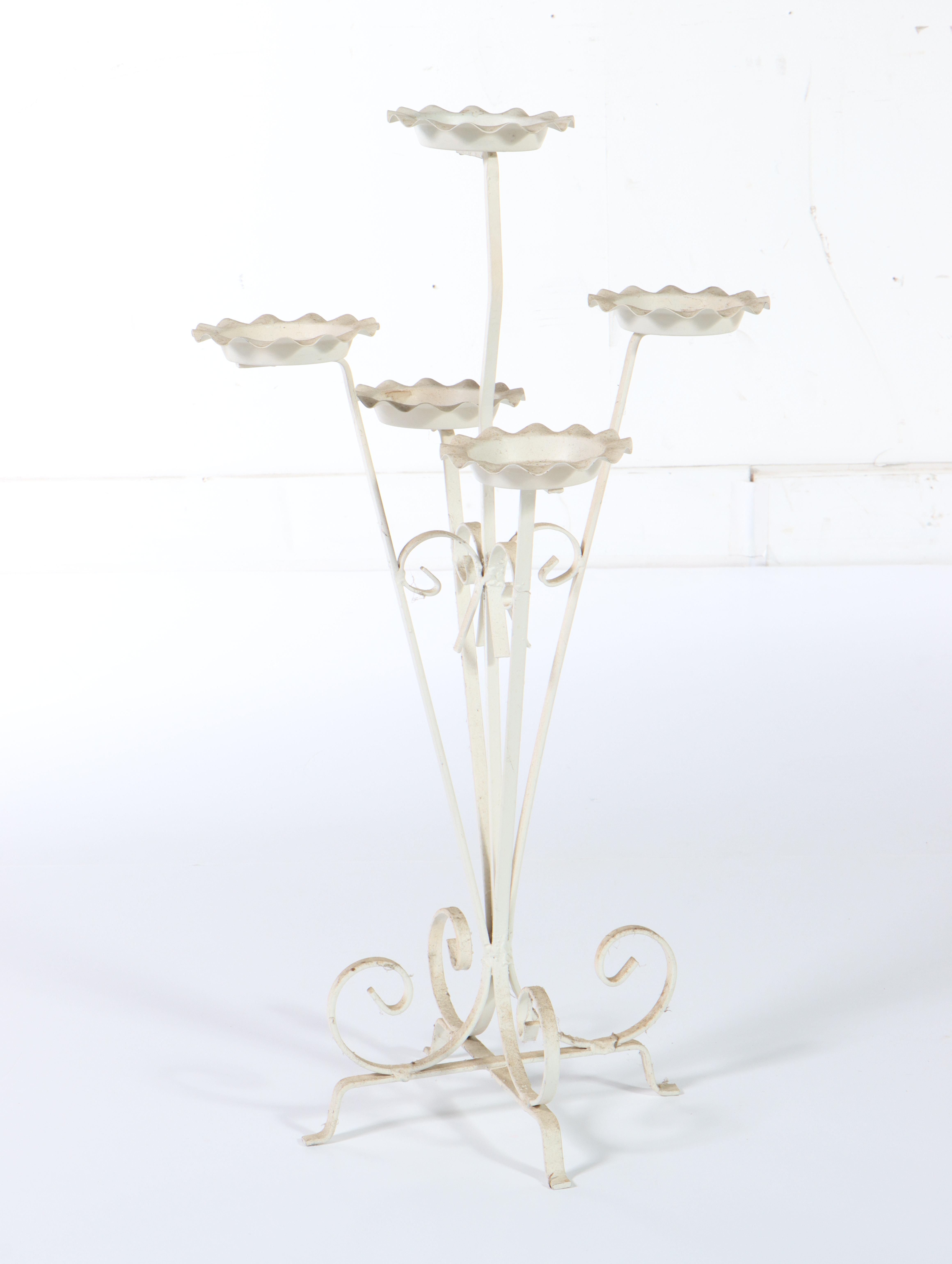 Painted Metal Plant Stand, Magazine Rack, and Glass Top Side Table EBTH