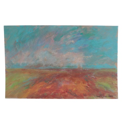 Robert Riddle-Baker Acrylic Painting "Summer Rain on an Eroded Hillside," 2022