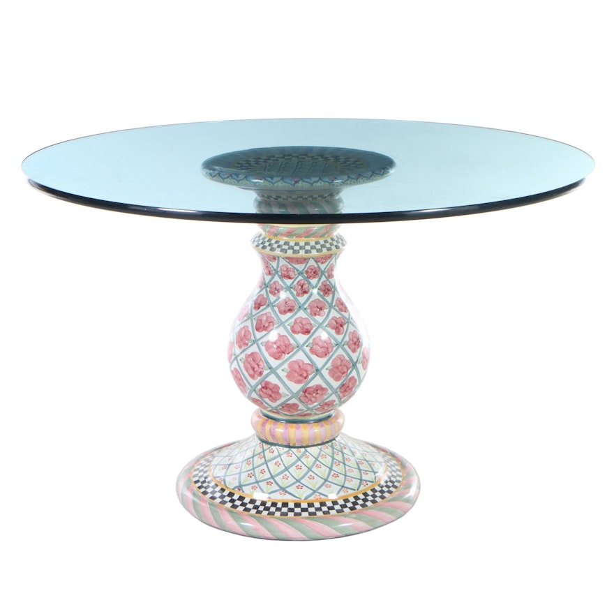 Mackenzie-Childs Carousel Pedestal Table Base with Glass Top