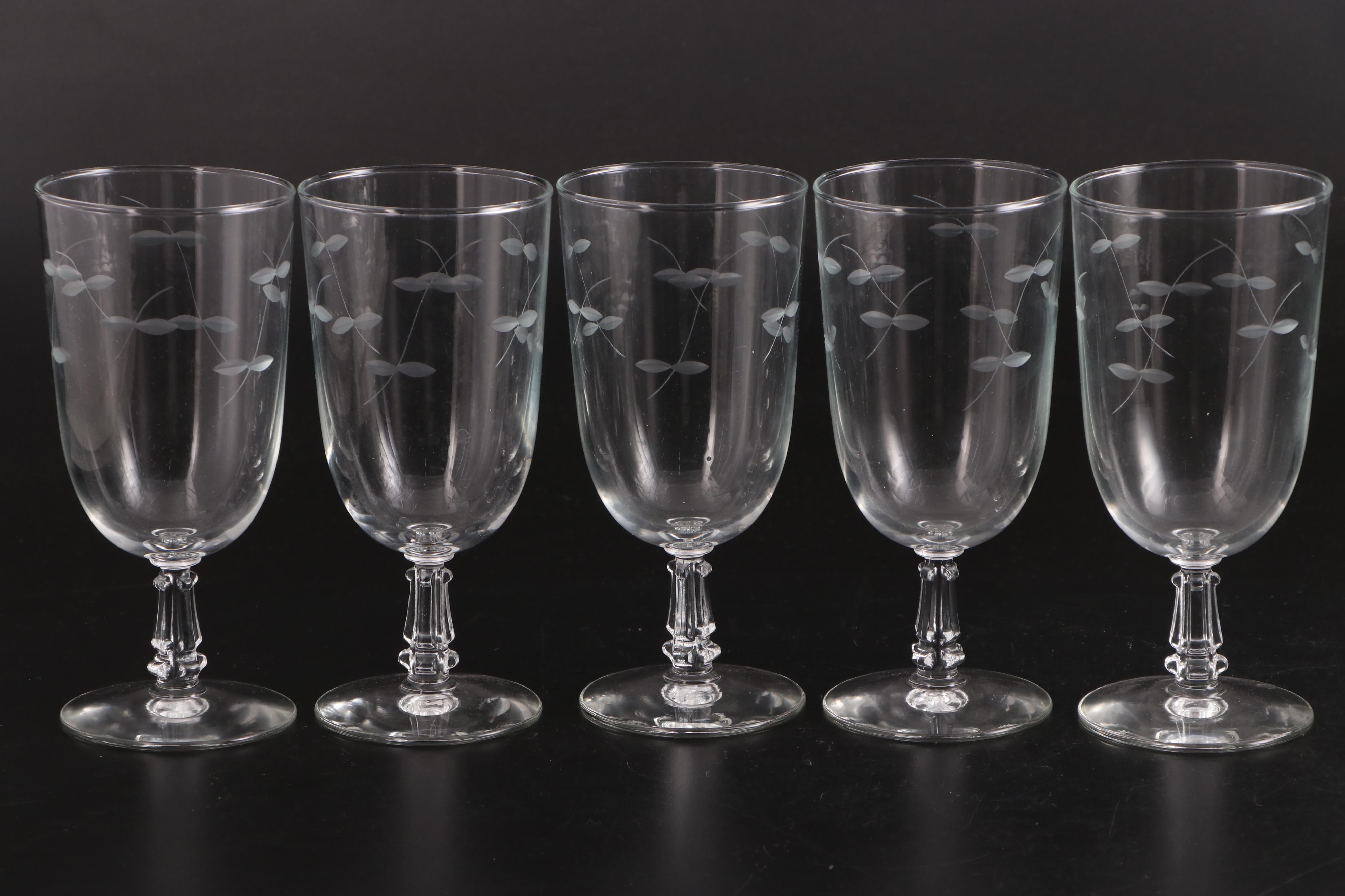 WheelCut Glass Wine Glasses and Stemware Mid to Late 20th Century EBTH