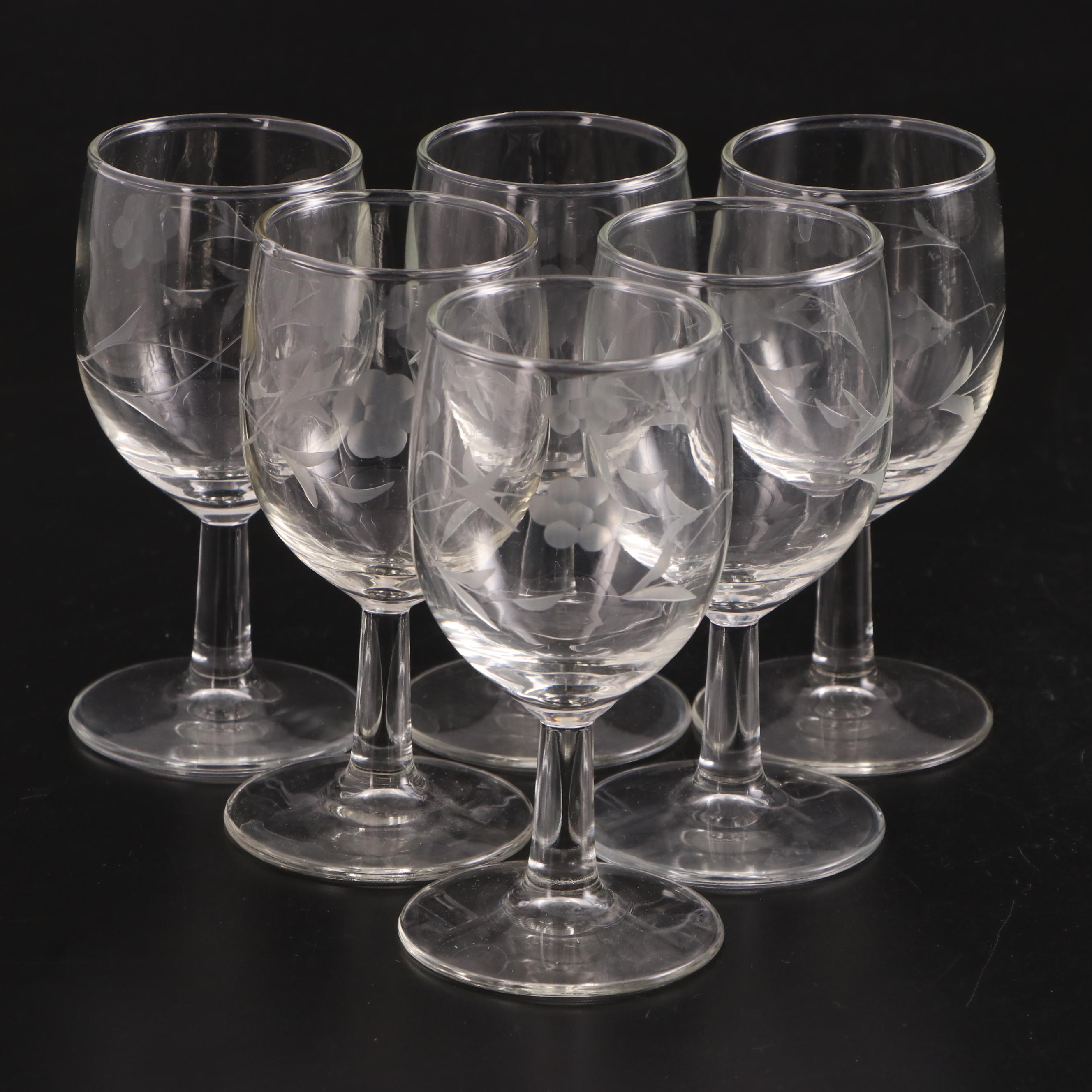 WheelCut Glass Wine Glasses and Stemware Mid to Late 20th Century EBTH
