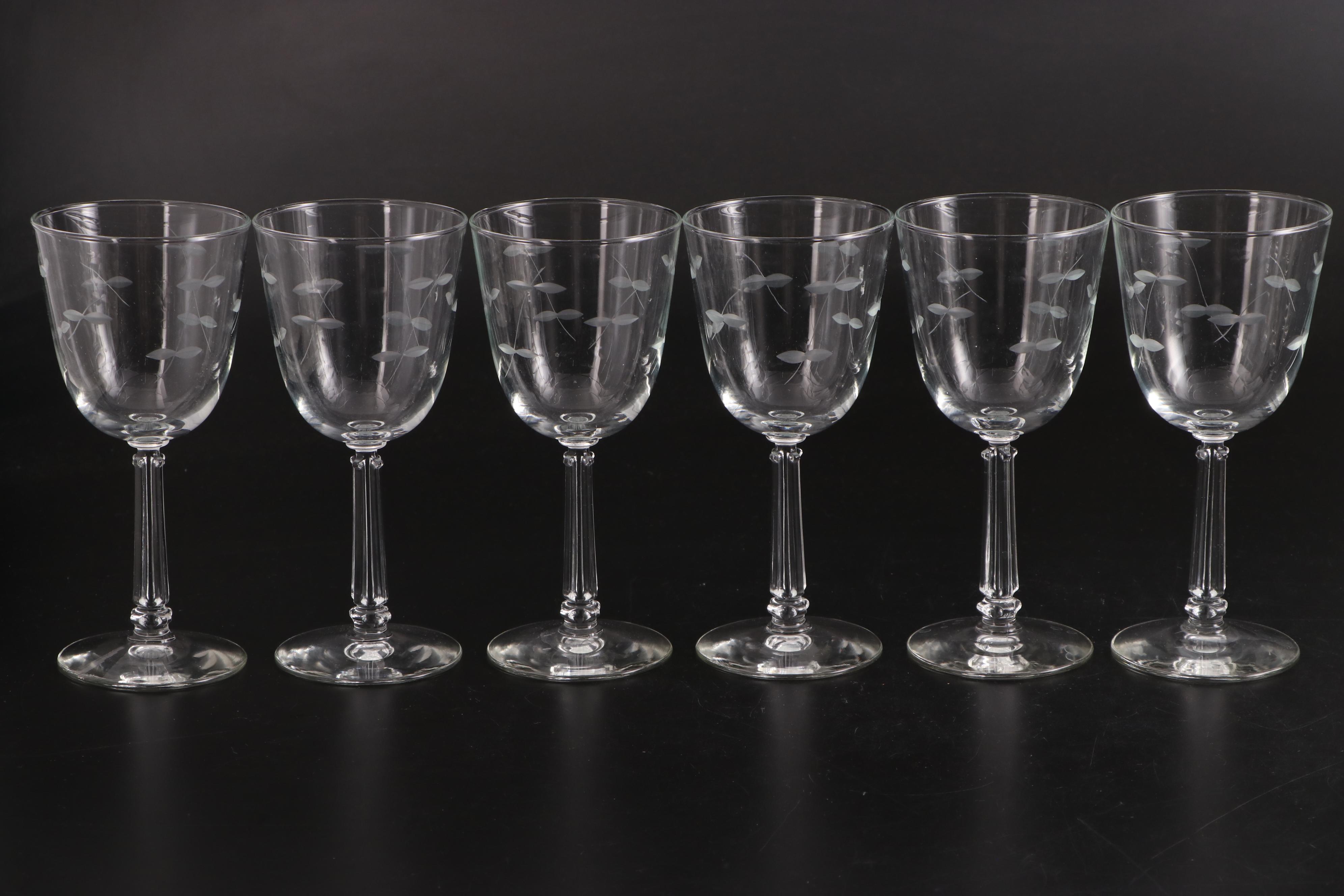 WheelCut Glass Wine Glasses and Stemware Mid to Late 20th Century EBTH