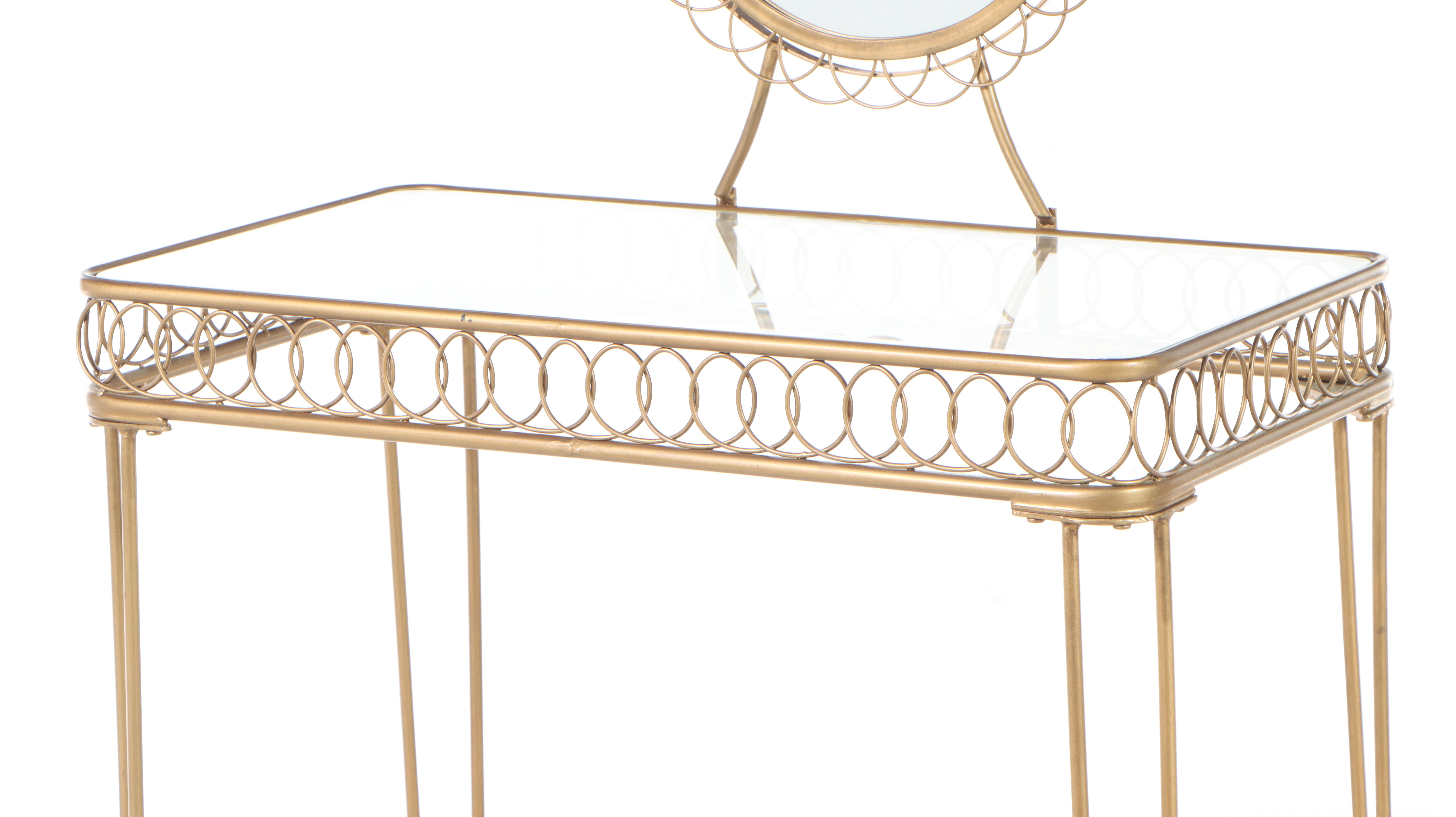 Gilt Metal and Glass Top Vanity Table EBTH