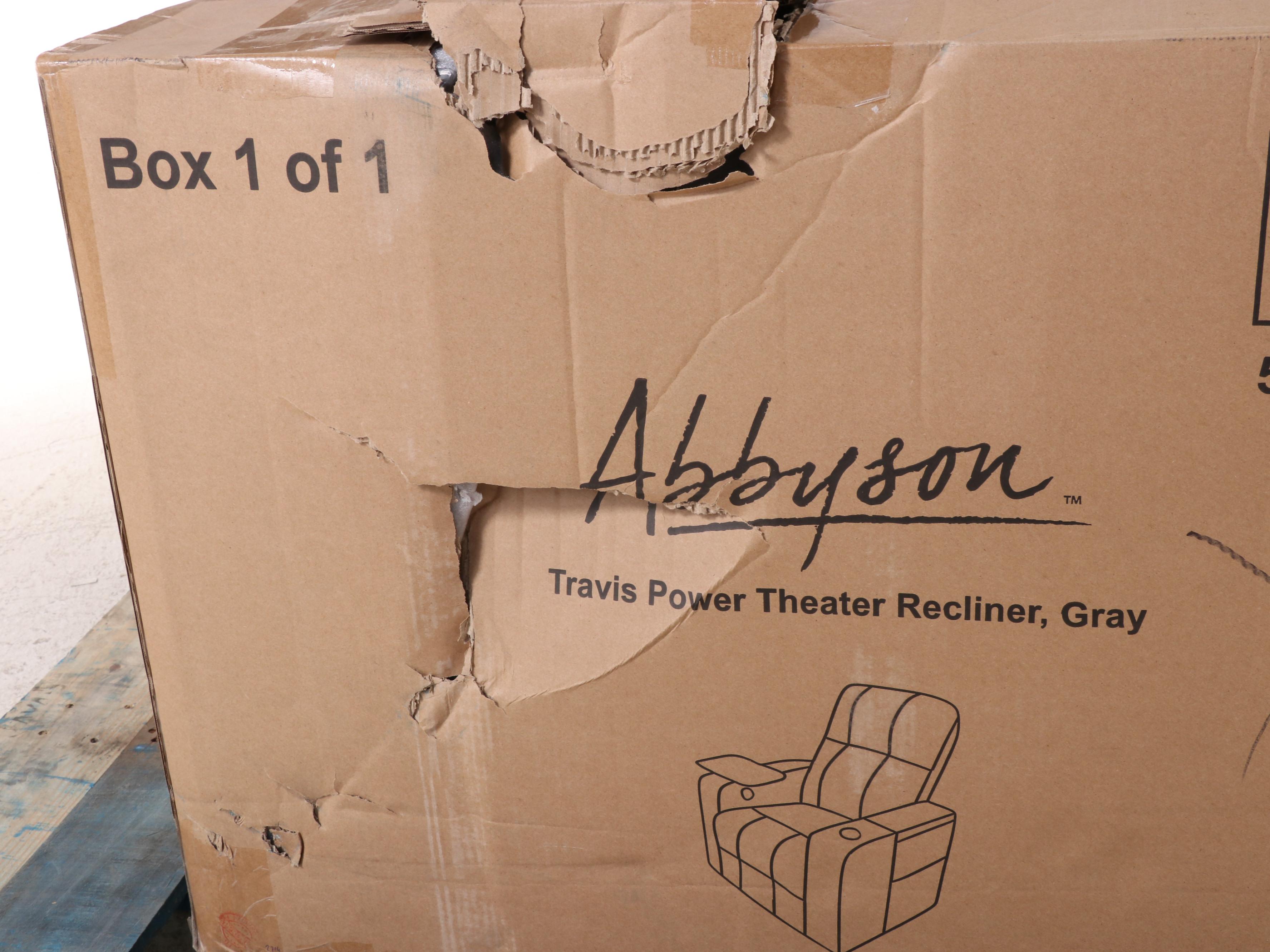 Abbyson Living Travis Power Theater Recliner with Table in Gray EBTH