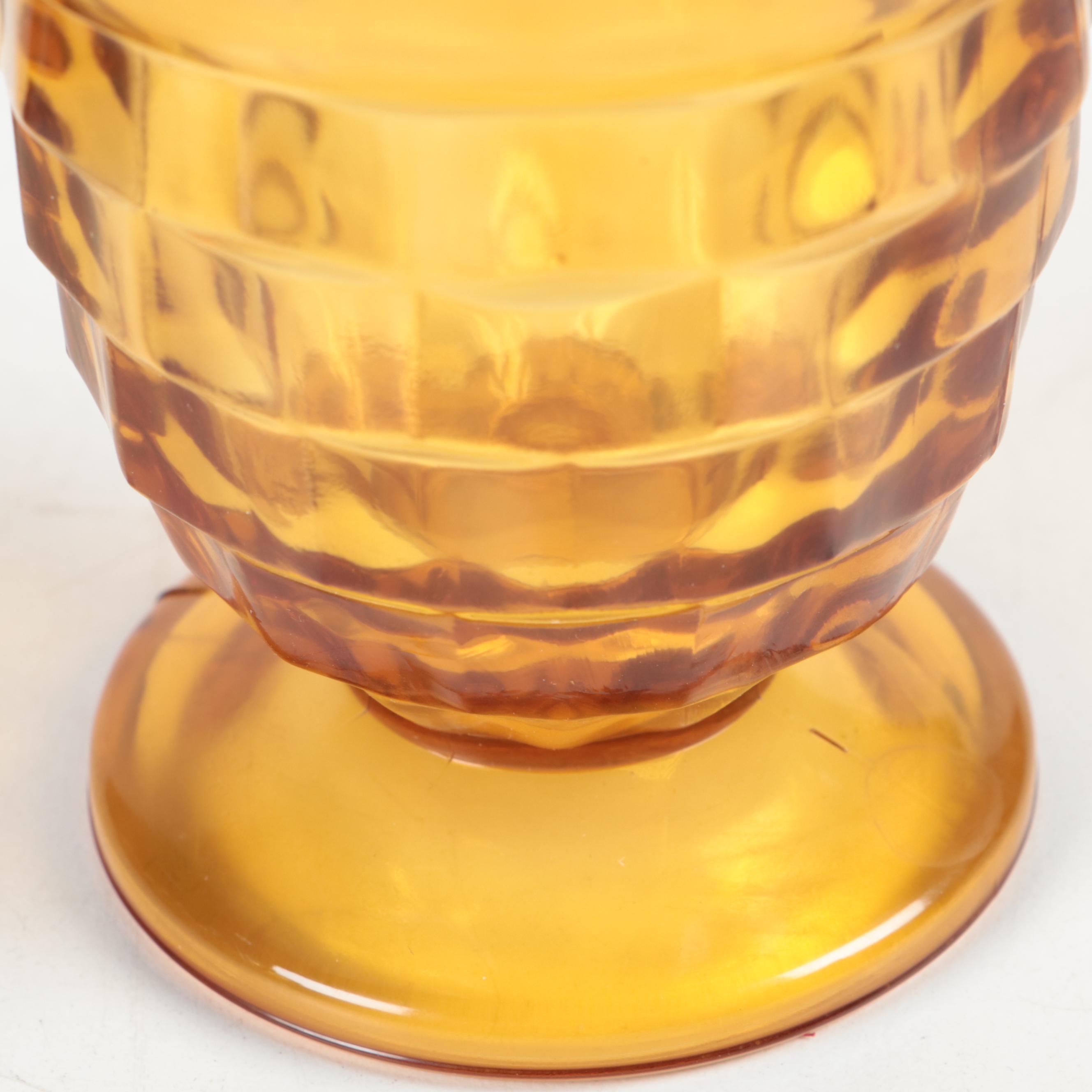 Colony "Whitehall Amber" Pressed Glass Footed Tumblers EBTH