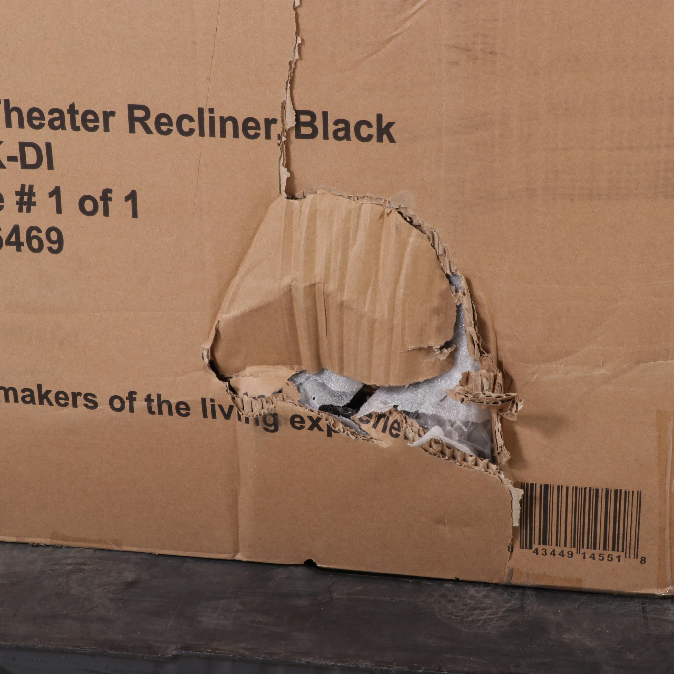 Abbyson Living Travis Power Theater Recliner with Table in Black EBTH