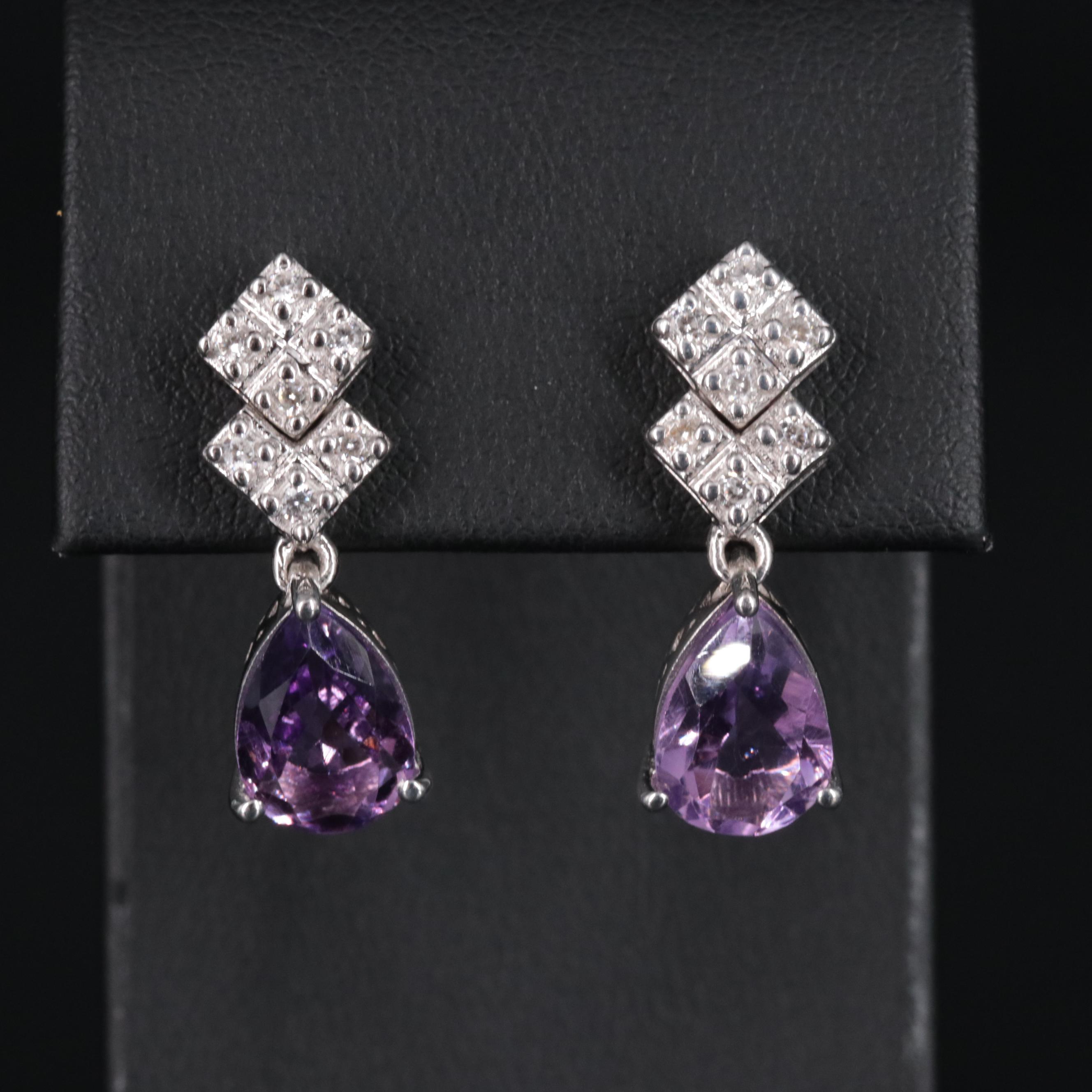 Sterling Silver Amethyst Drop Earrings main image 1