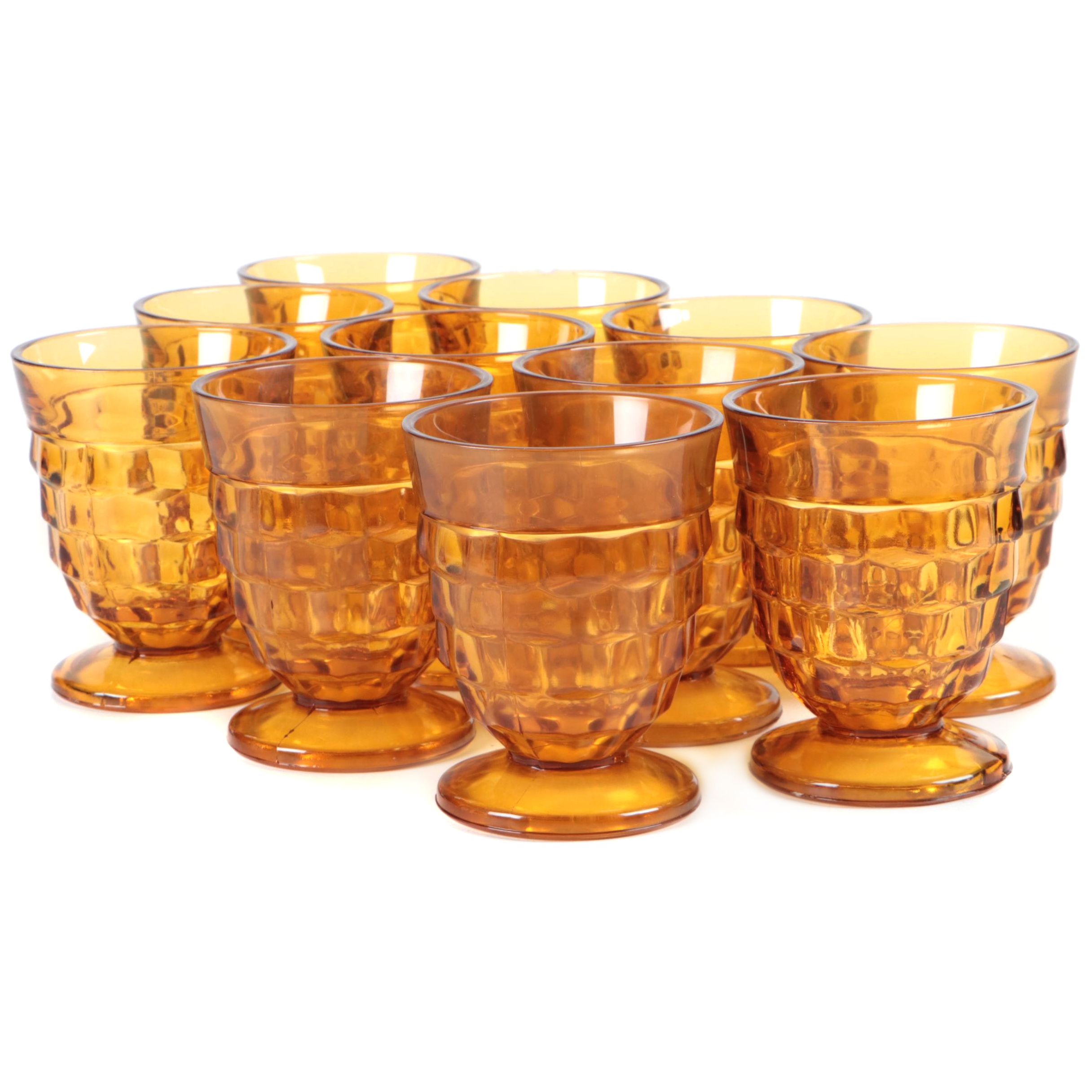 Colony "Whitehall Amber" Pressed Glass Footed Tumblers EBTH
