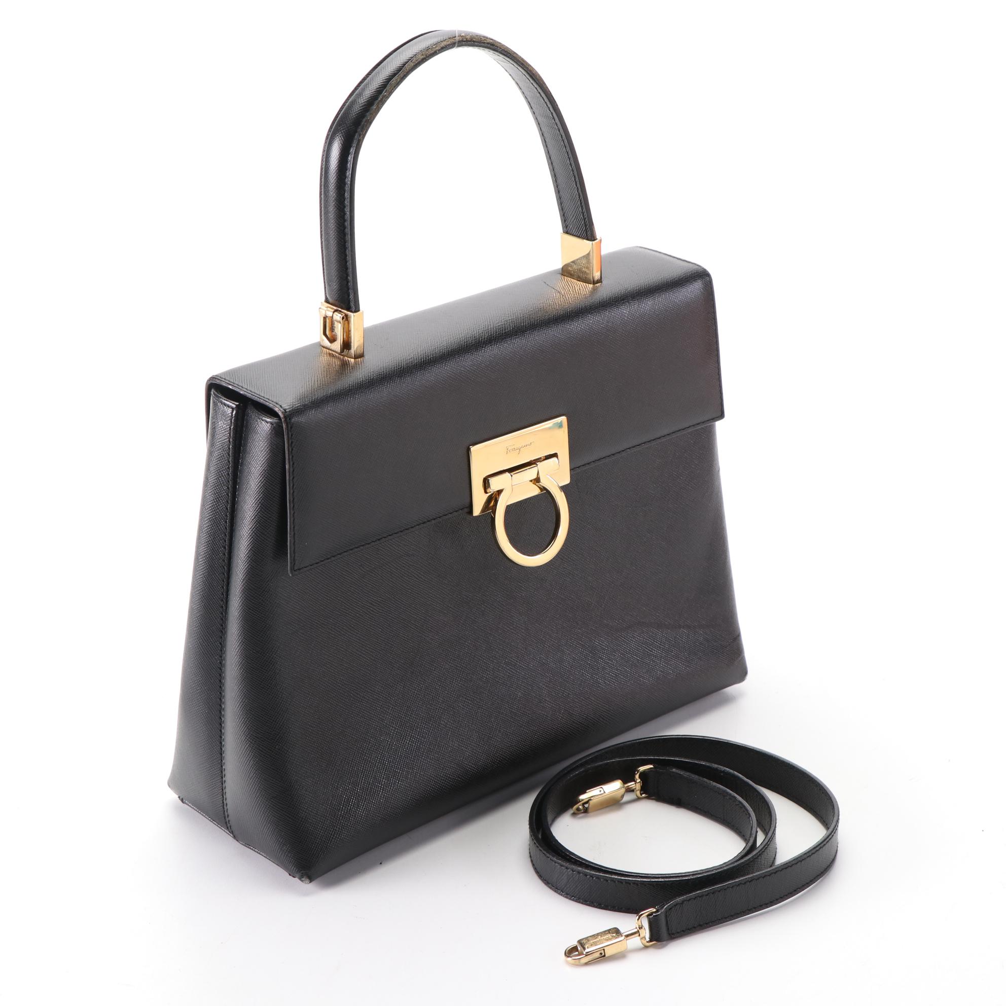 Salvatore Ferragamo Top Handle Bag in Saffiano Leather with Gancini