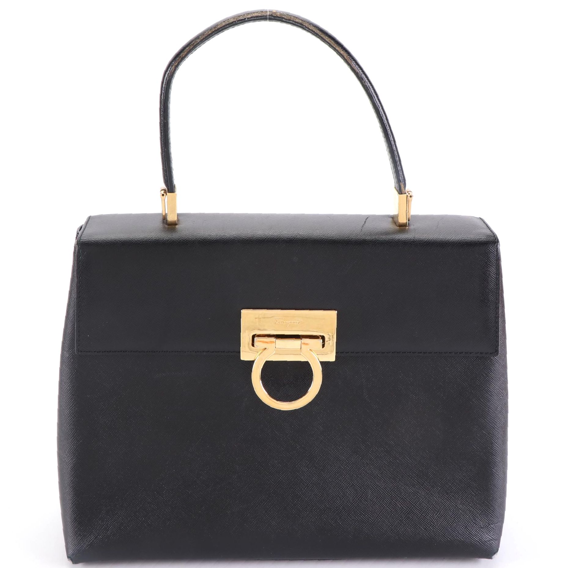 Salvatore Ferragamo Top Handle Bag in Saffiano Leather with Gancini