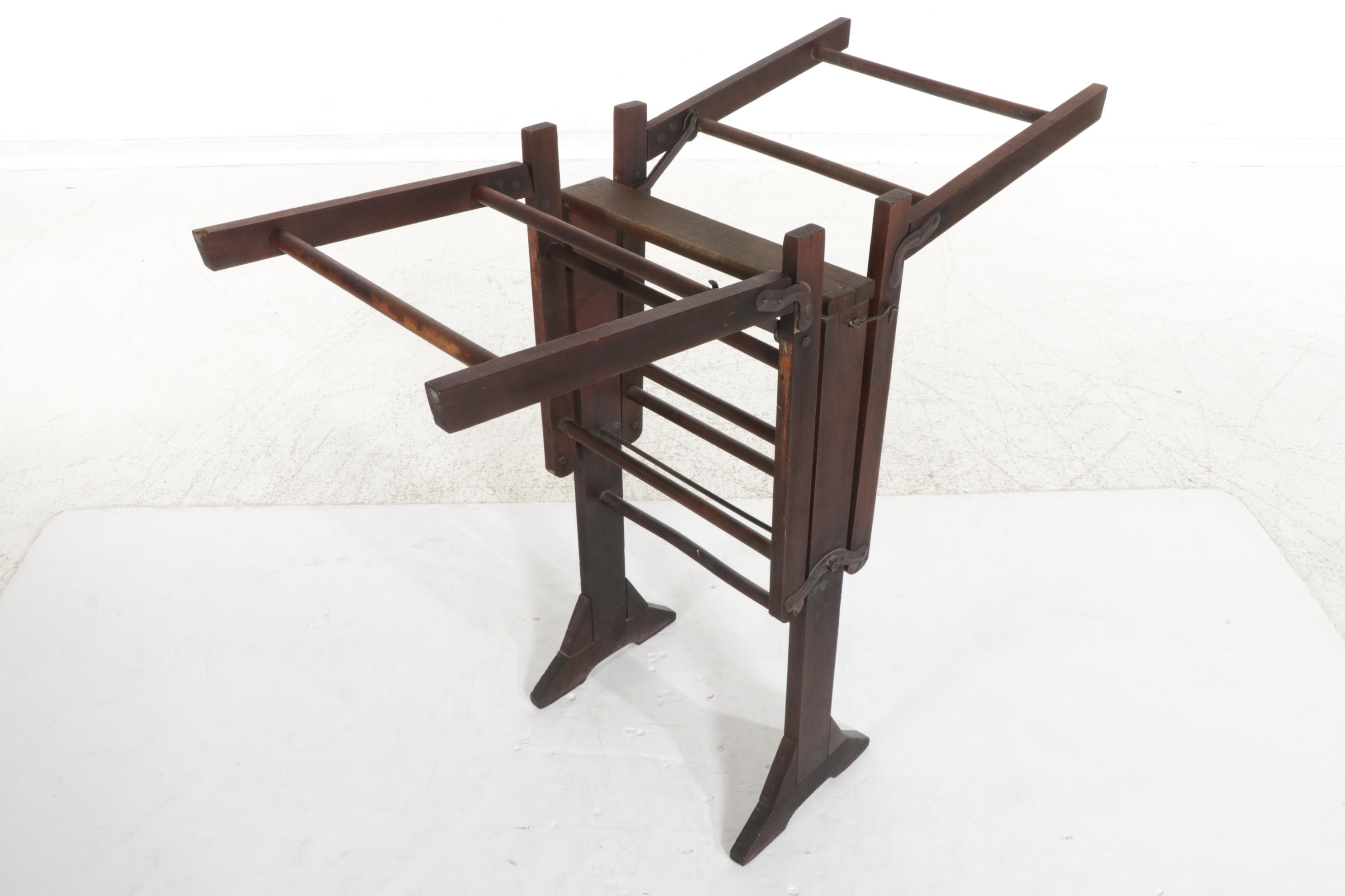 Hartford Folding Bench Wooden Double Tub Laundry Stand, Early 20th