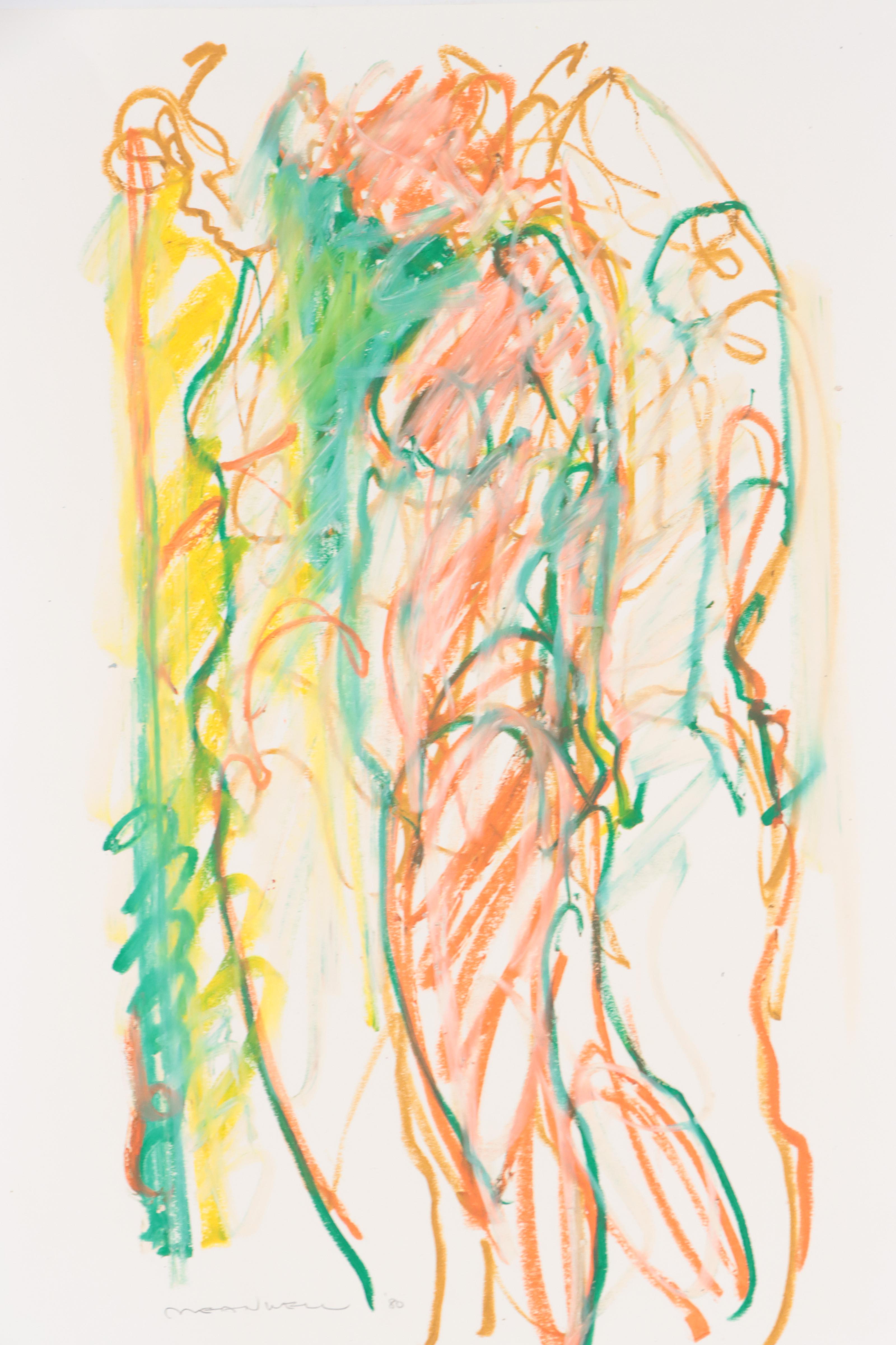 Jack Meanwell Abstract Expressionist Oil Pastel Figure Drawing | EBTH