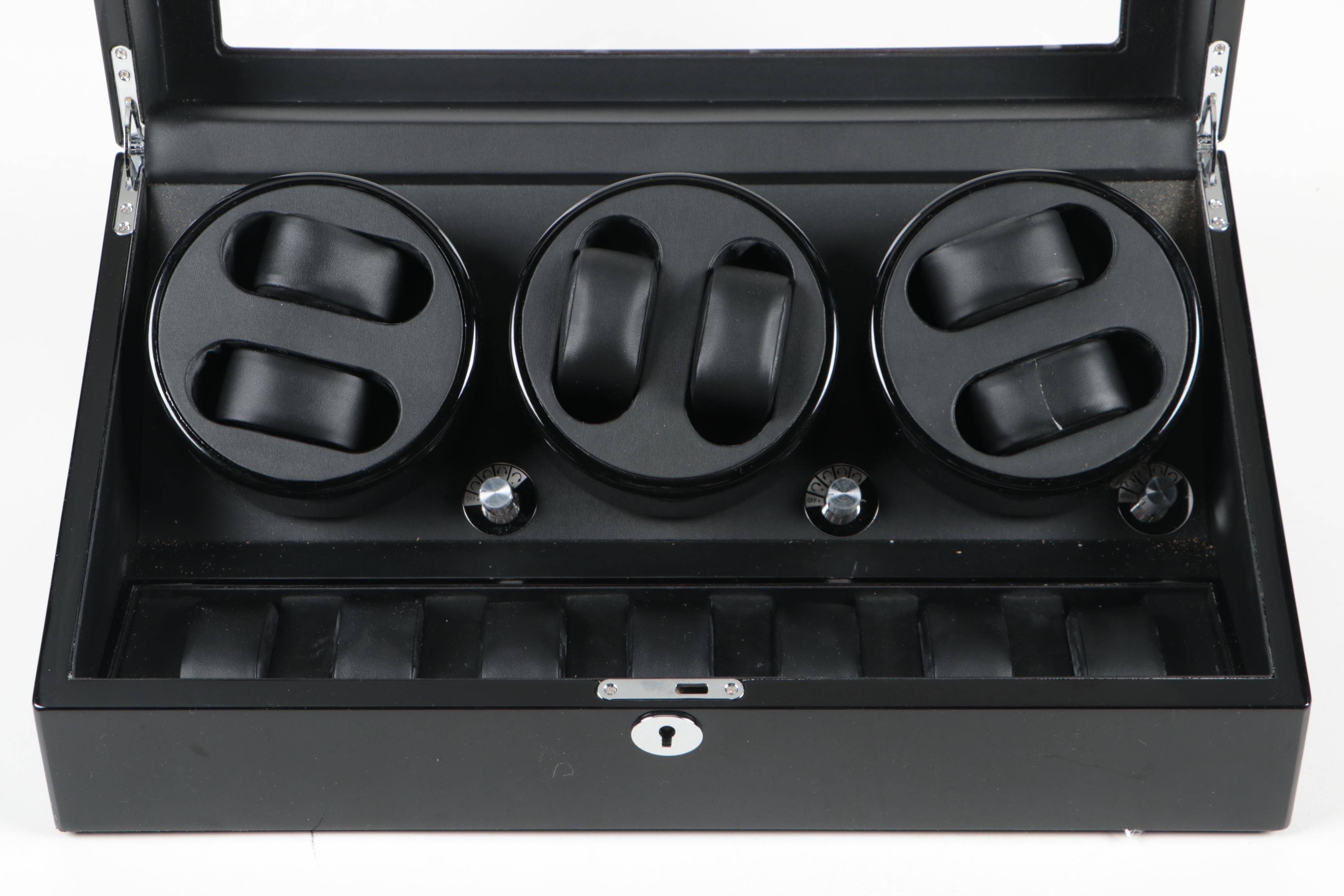 Black High Gloss Resin Watch Winder Case EBTH