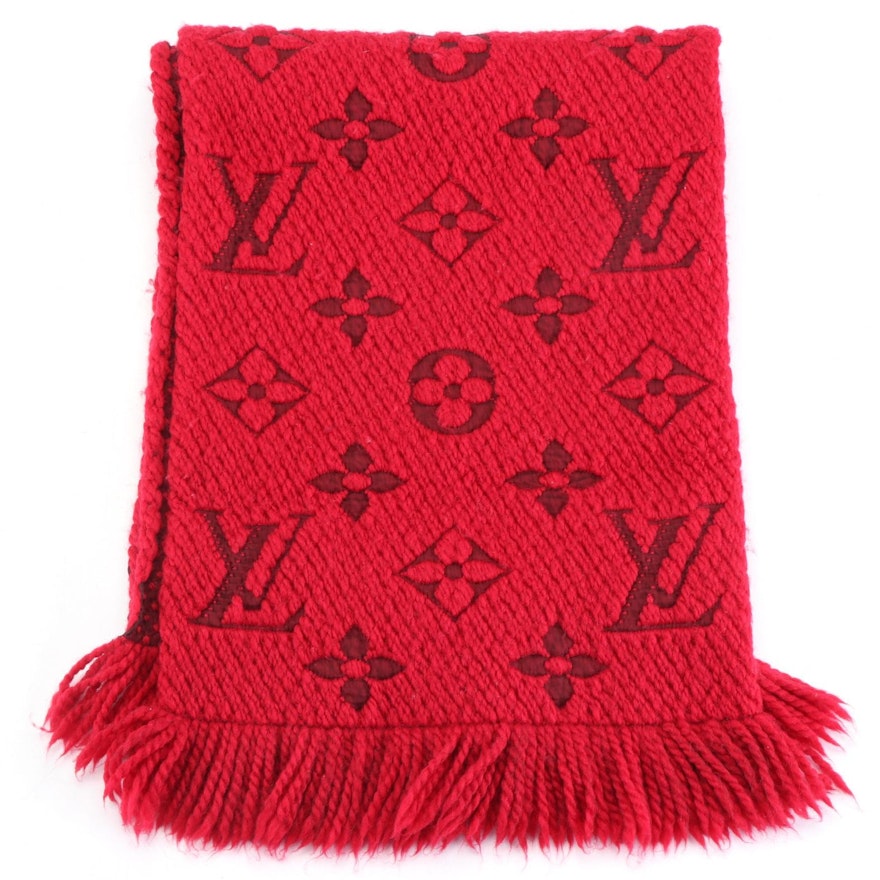 Louis Vuitton Logomania Scarf in Wool and Silk