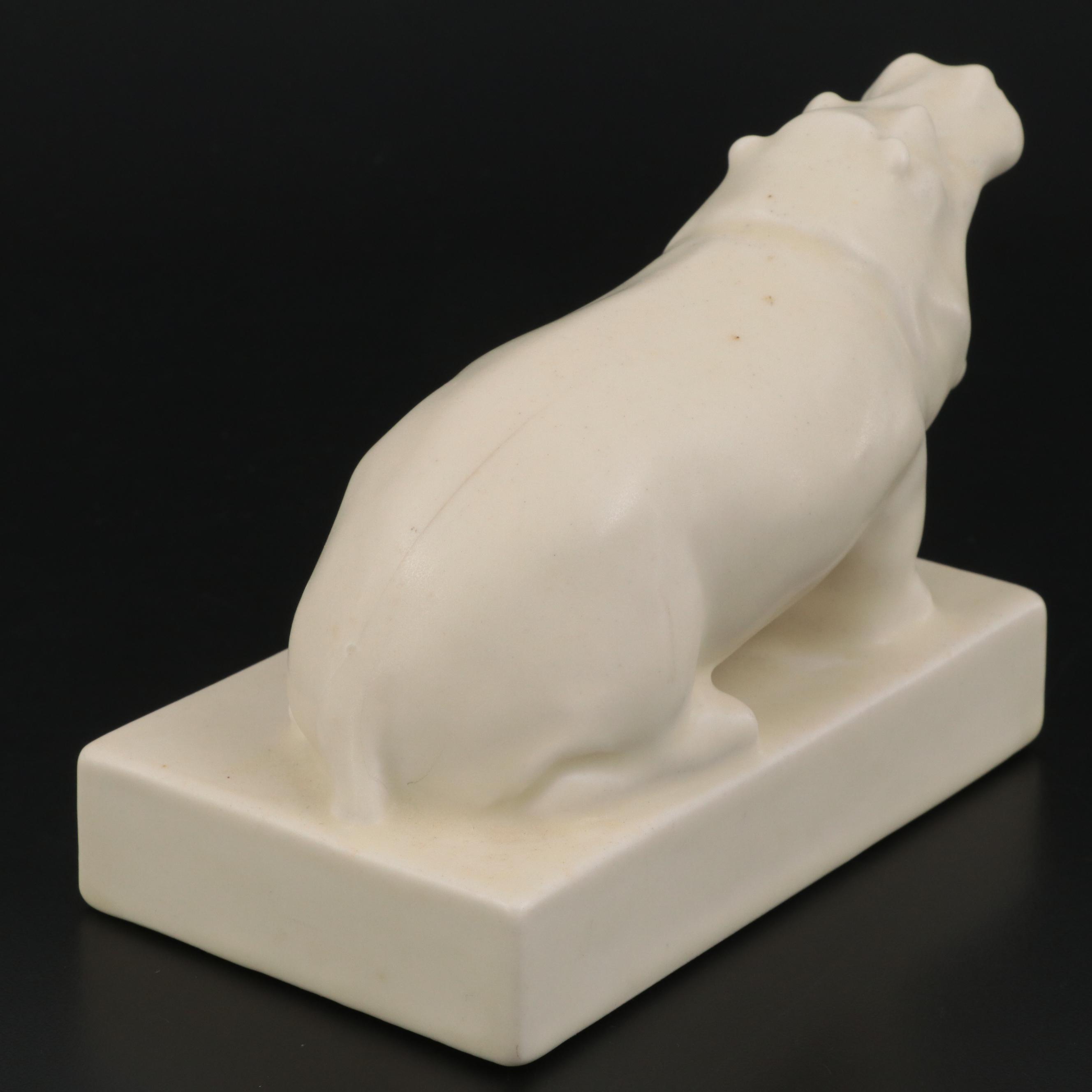 Rookwood Pottery Arthur Conant Ivory Matte Glaze Hippopotamus Bookend