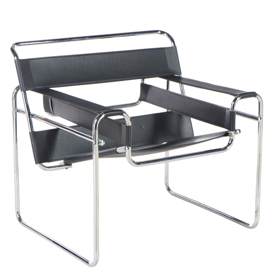 Wassily Chair in Chrome and Leather After a Design by Marcel Breuer