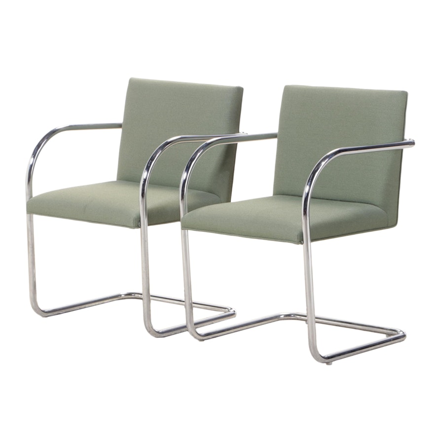 Pair of Mies van der Rohe for Gordon "BRNO" 504 Tubular Chromed Steel Armchairs
