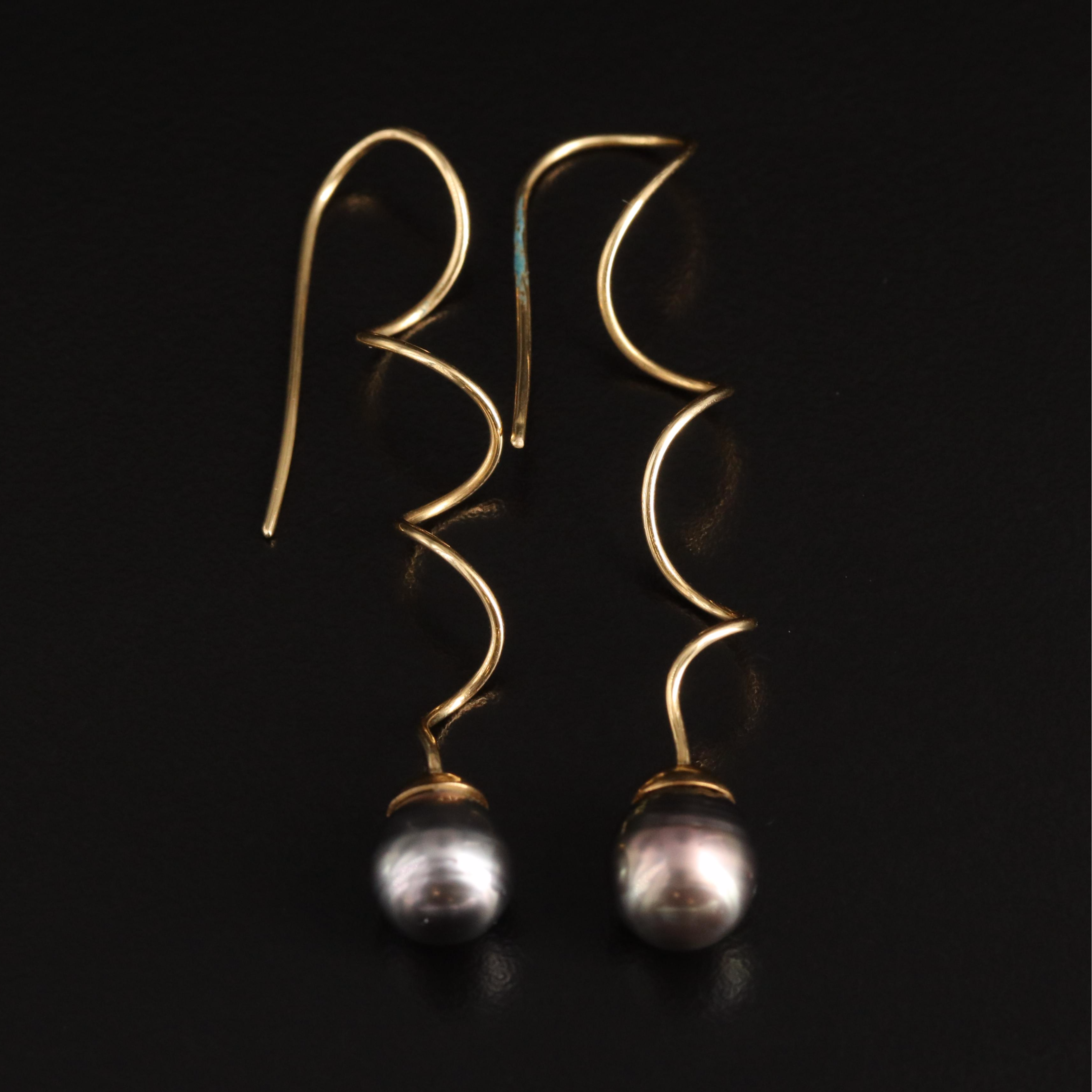 18K Pearl Spiral Threader Earrings EBTH