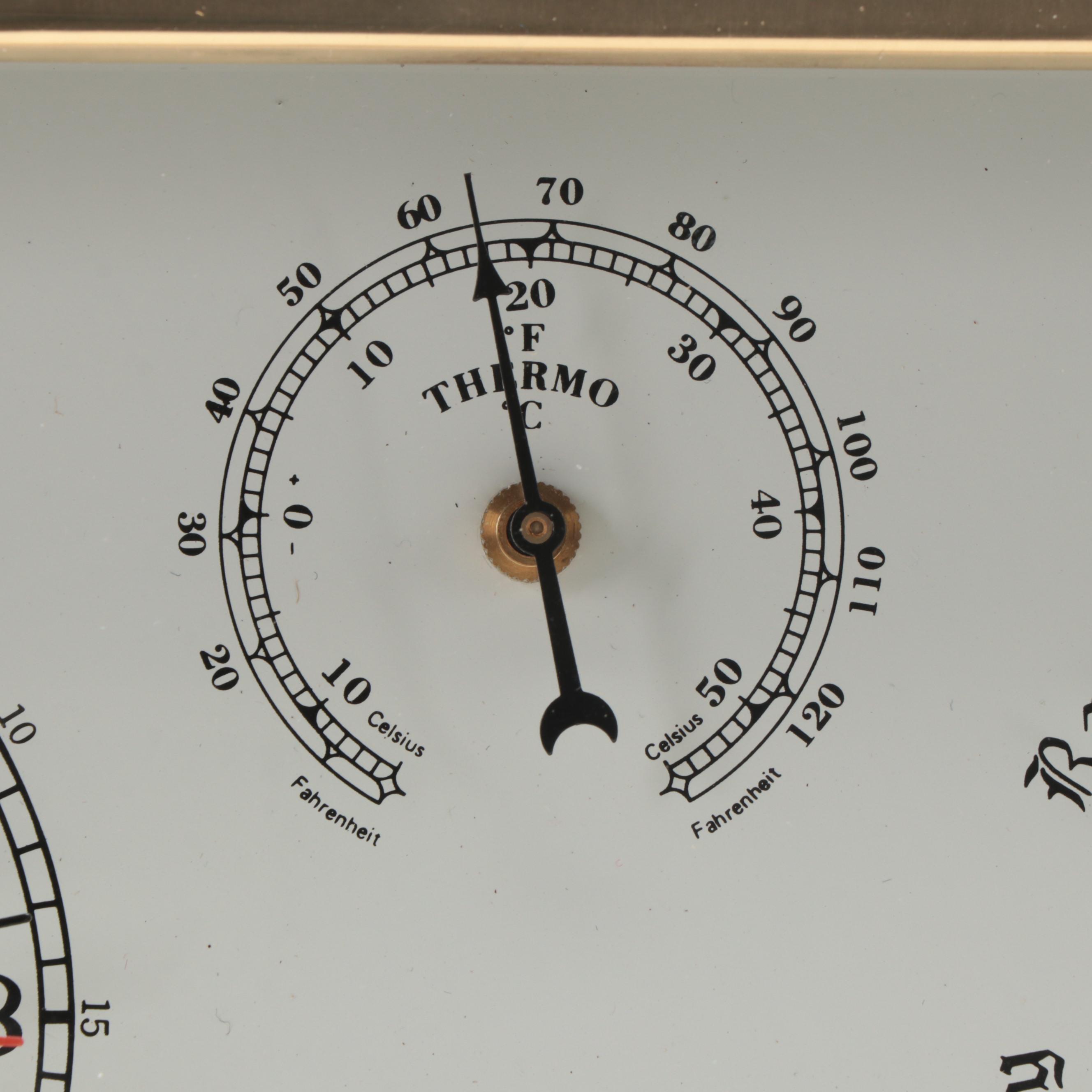 BeyBerk Laquered Brass Porthole Time and Tide Clock, Thermometer and