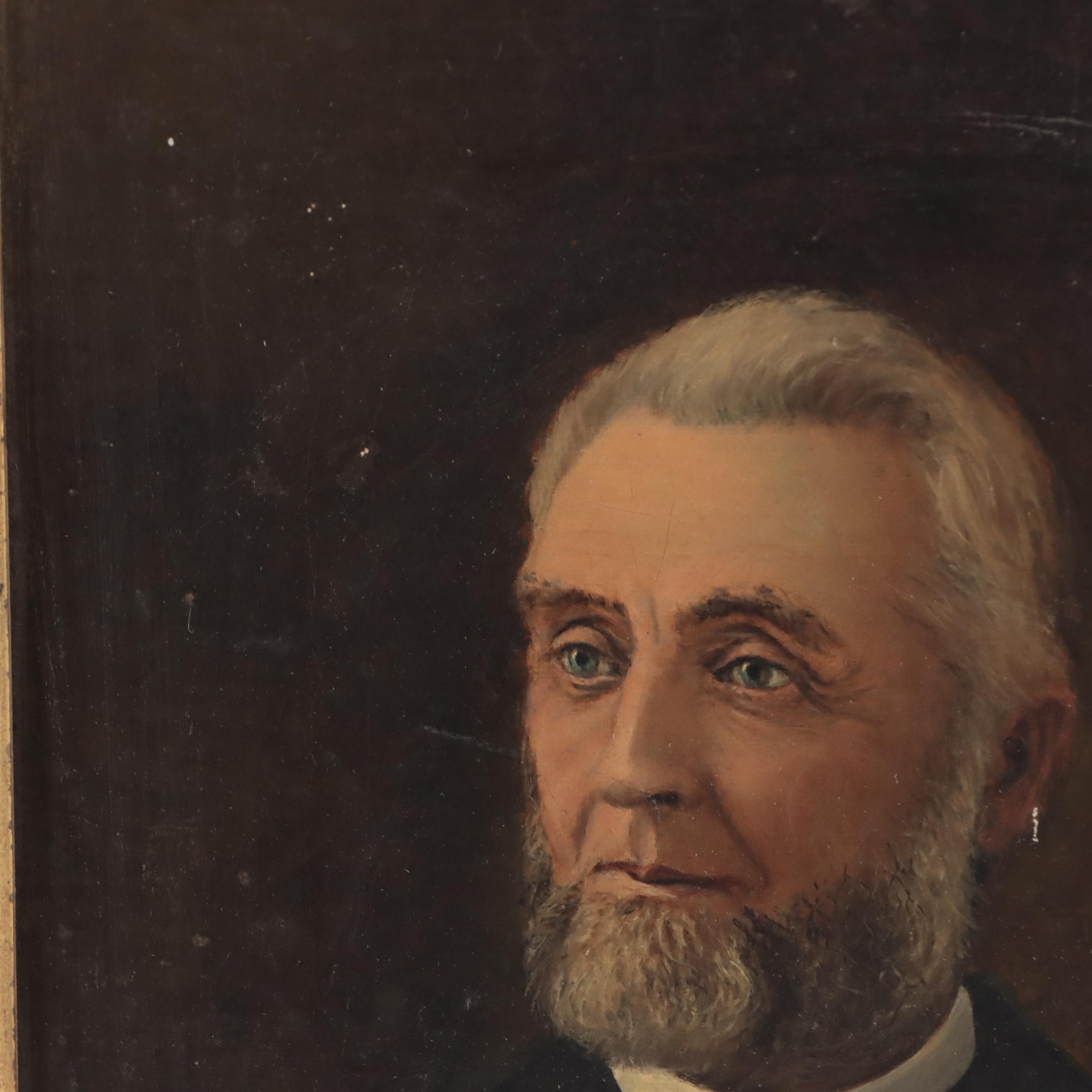 American School Portrait Oil Painting, Mid19th Century EBTH