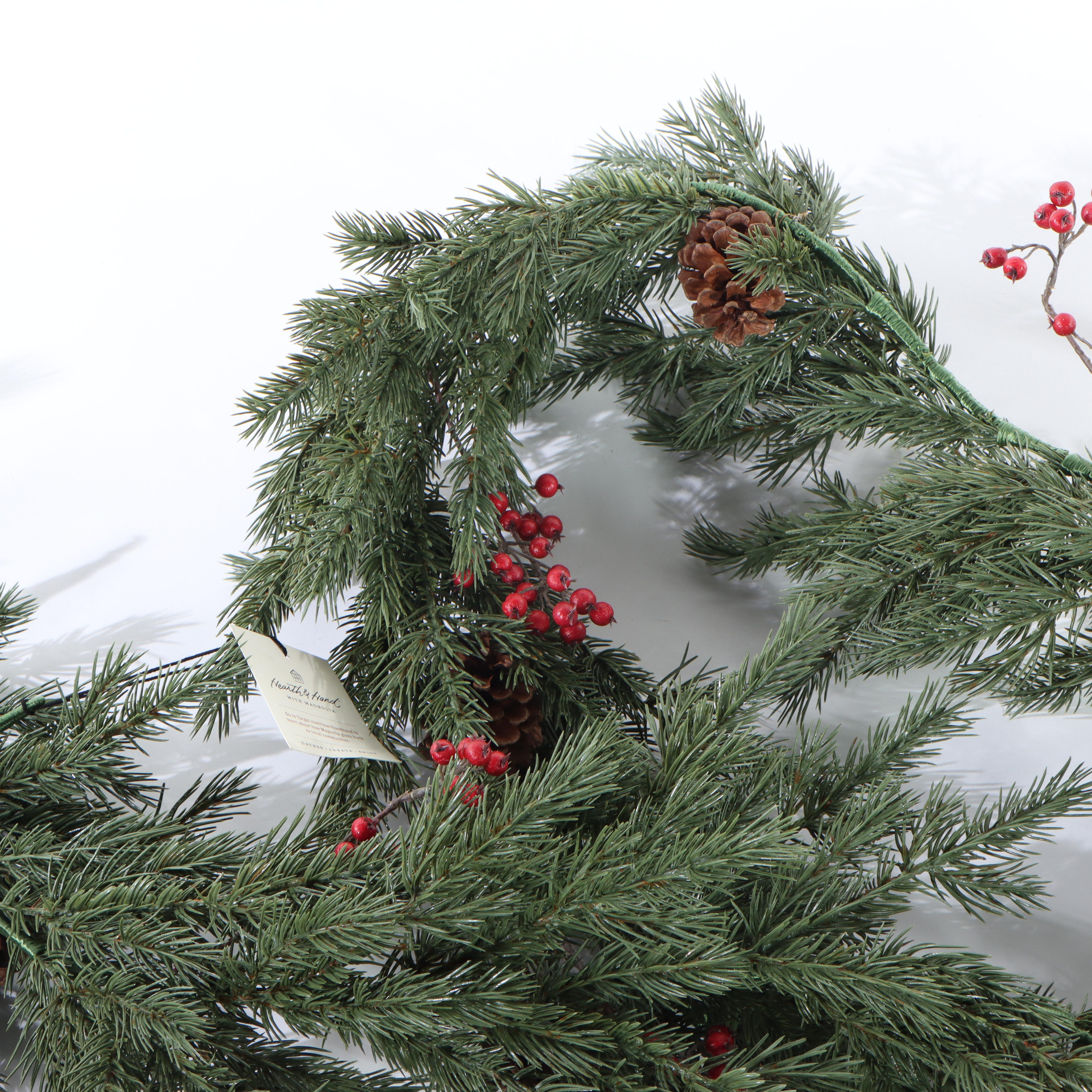 10' Hearth & Hand with Magnolia Artificial Pine Garlands with Pinecone