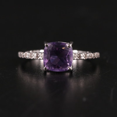 Sterling Amethyst and Diamond Ring